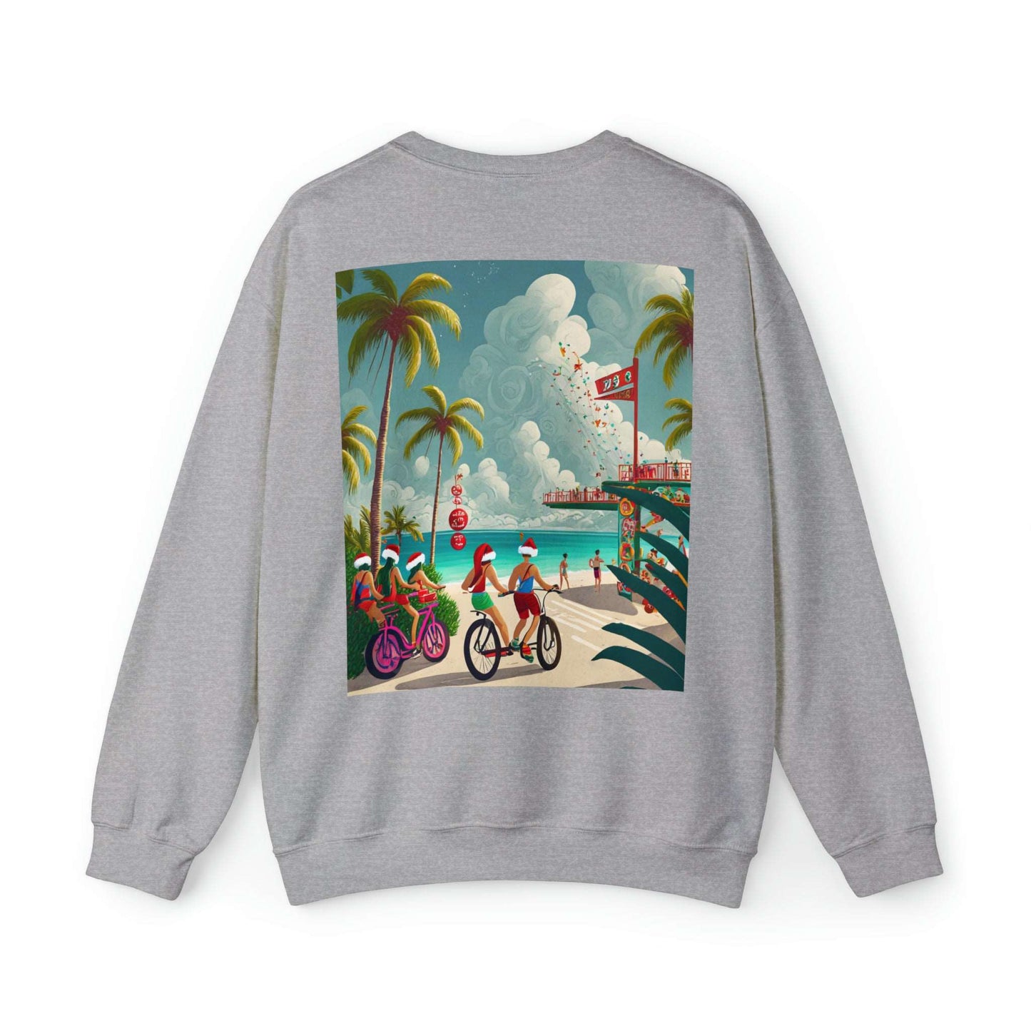 Merry Beach Mas City Electric Bicycle Woman's Heavy Blend™ Crewneck Sweatshirt