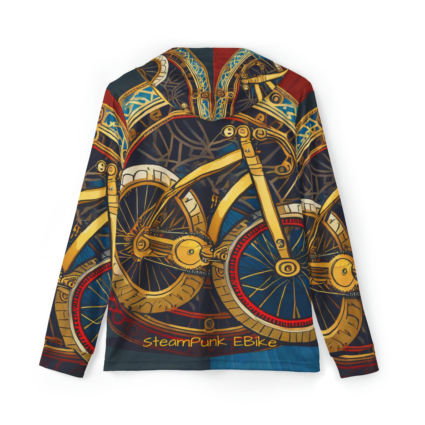 Unisex Adult Sports Warmup Hoodie (AOP) Steampunk EBike Blue