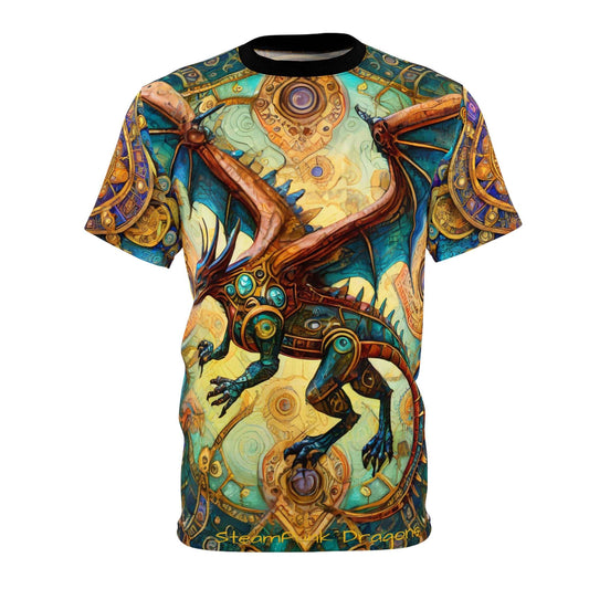 Steampunk Dragon Fantasy Adult Unisex Cut & Sew Tee tshirt (AOP)