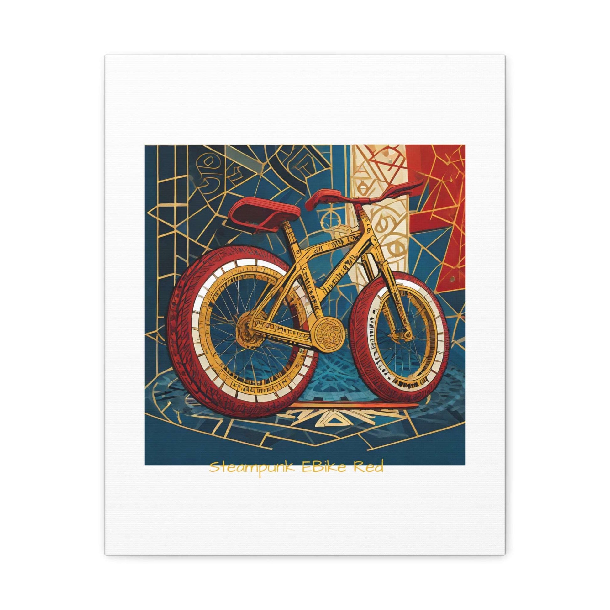 Steampunk EBike Red Gematria Canvas Gallery Wraps by Jacquie B