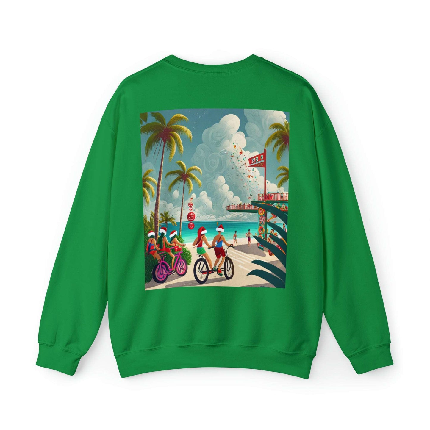 Merry Beach Mas City Electric Bicycle Woman's Heavy Blend™ Crewneck Sweatshirt