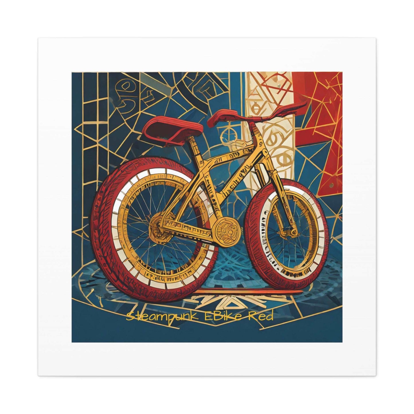 Steampunk EBike Red Gematria Canvas Gallery Wraps by Jacquie B