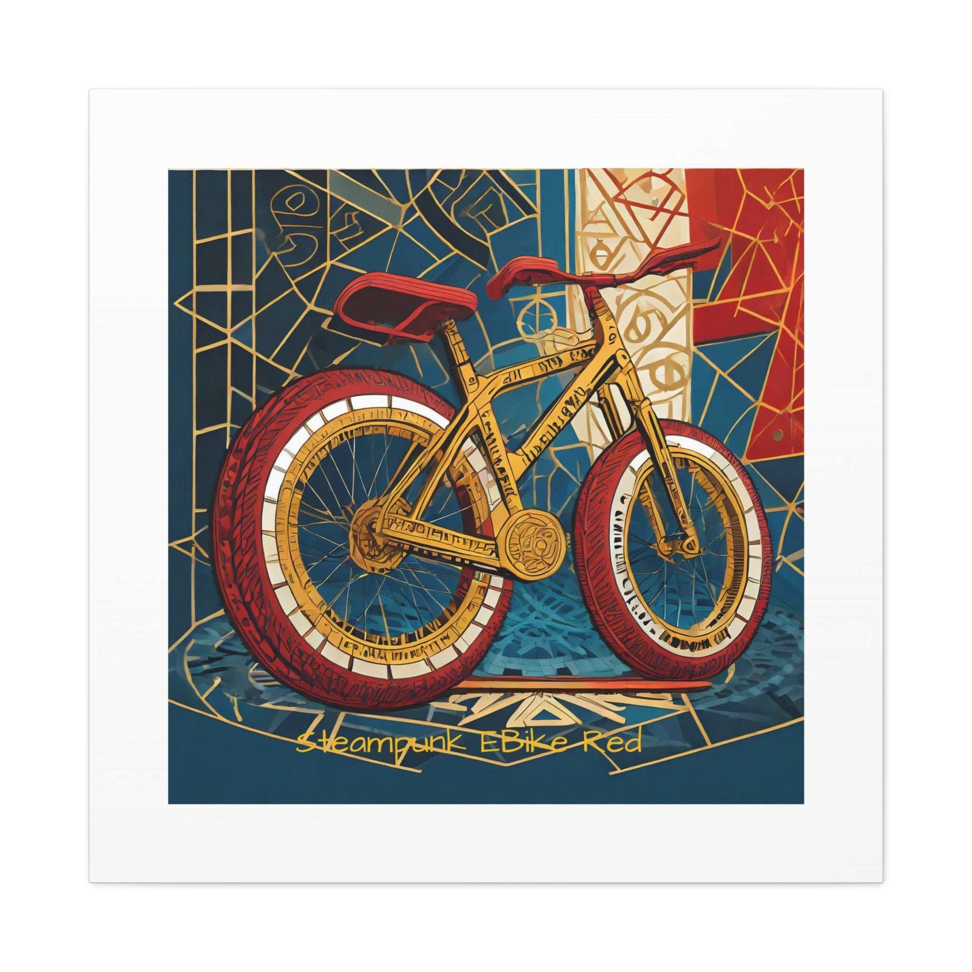 Steampunk EBike Red Gematria Canvas Gallery Wraps by Jacquie B