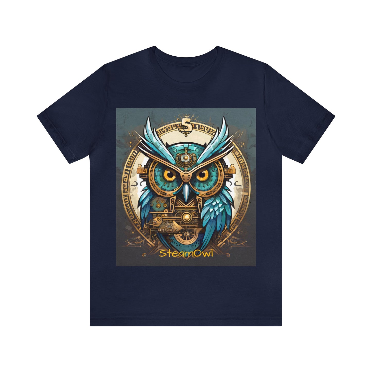 Unisex adult Jersey Short Sleeve Tee Steampunk Owl Mechanical Feathers Attire t shirt