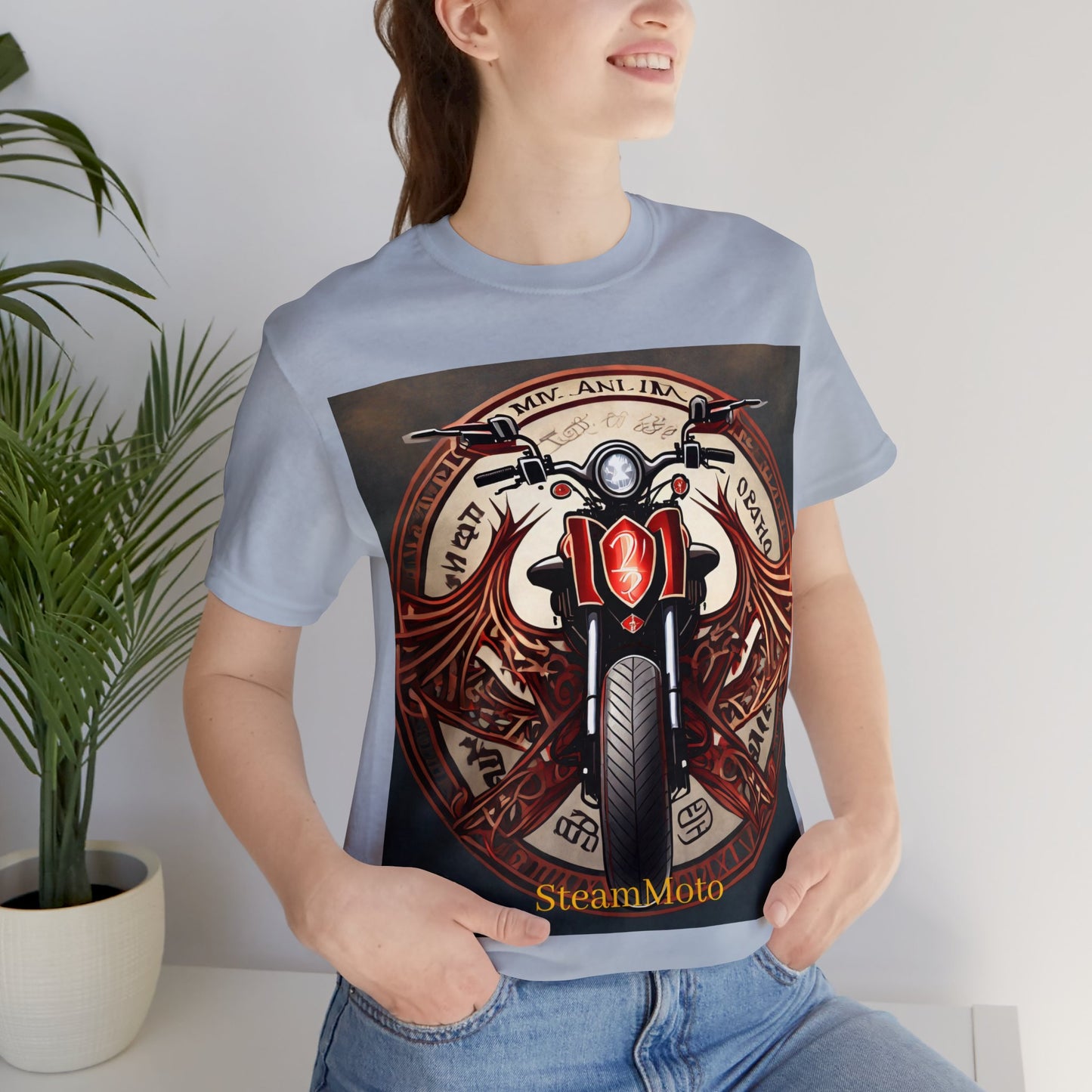 Unisex adult Jersey Short Sleeve Tee Breaking Free Steampunk Spiritual Meaning of Motorcycles tshirt