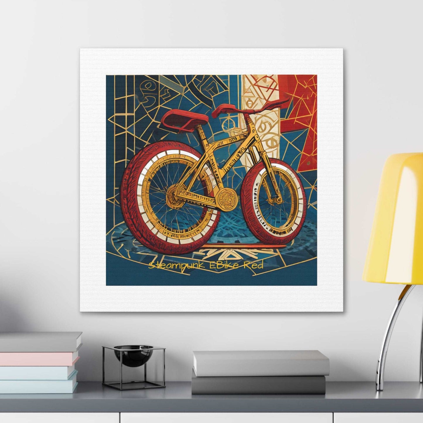 Steampunk EBike Red Gematria Canvas Gallery Wraps by Jacquie B