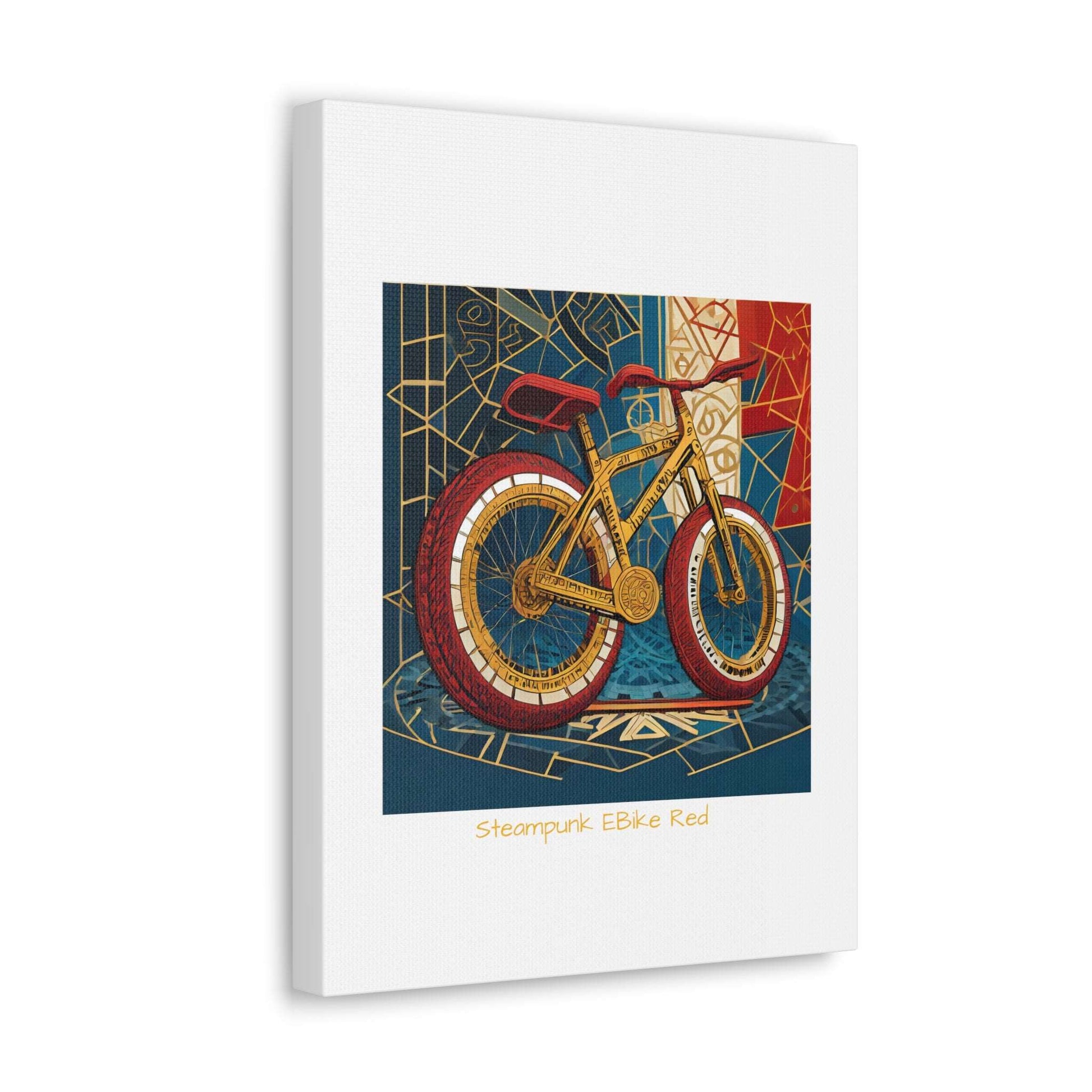 Steampunk EBike Red Gematria Canvas Gallery Wraps by Jacquie B