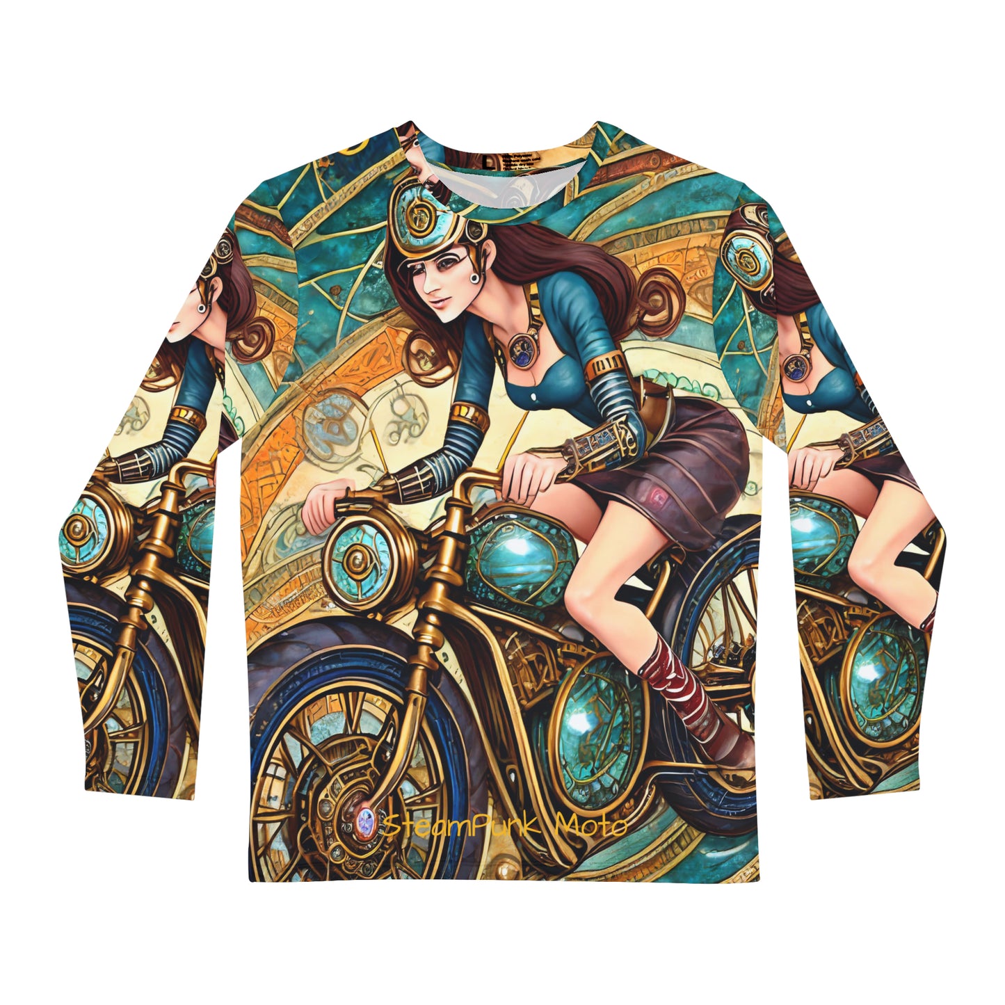 SteamPunk Moto Girl  Women's Adult Long Sleeve Shirt (AOP)