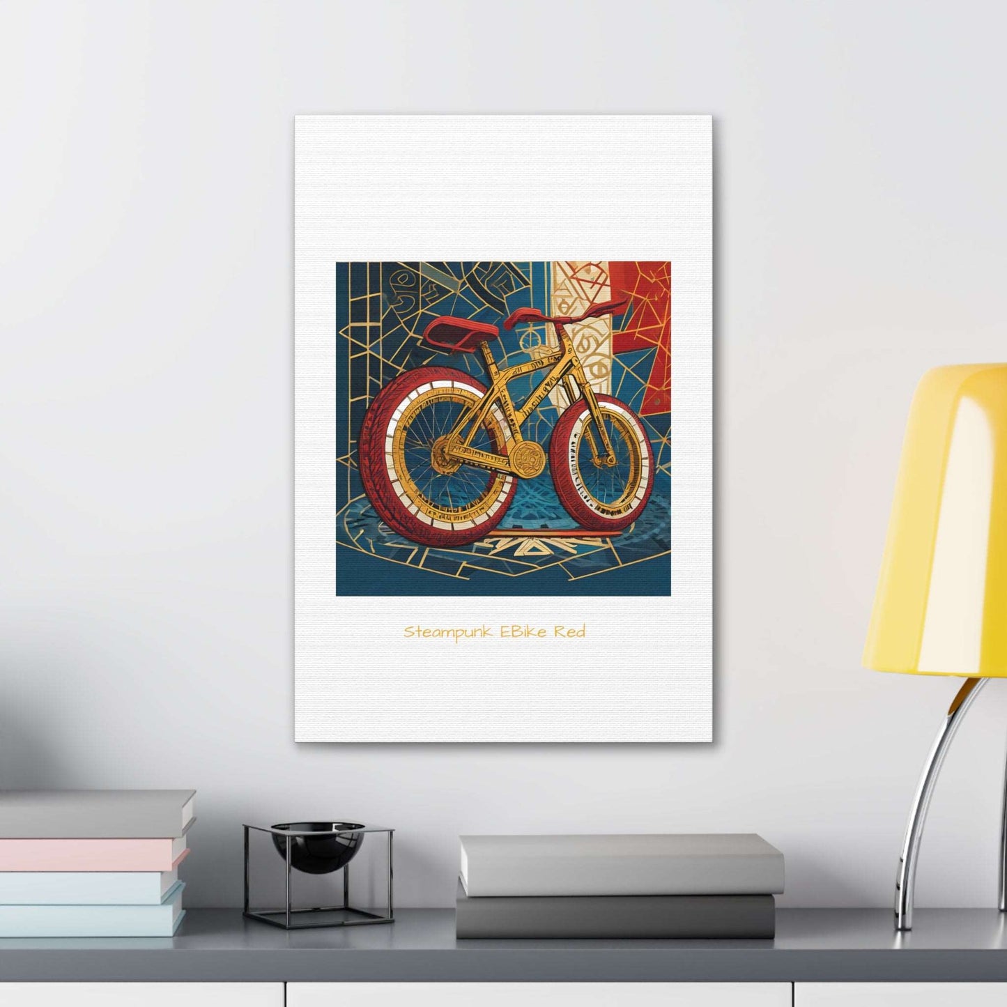 Steampunk EBike Red Gematria Canvas Gallery Wraps by Jacquie B