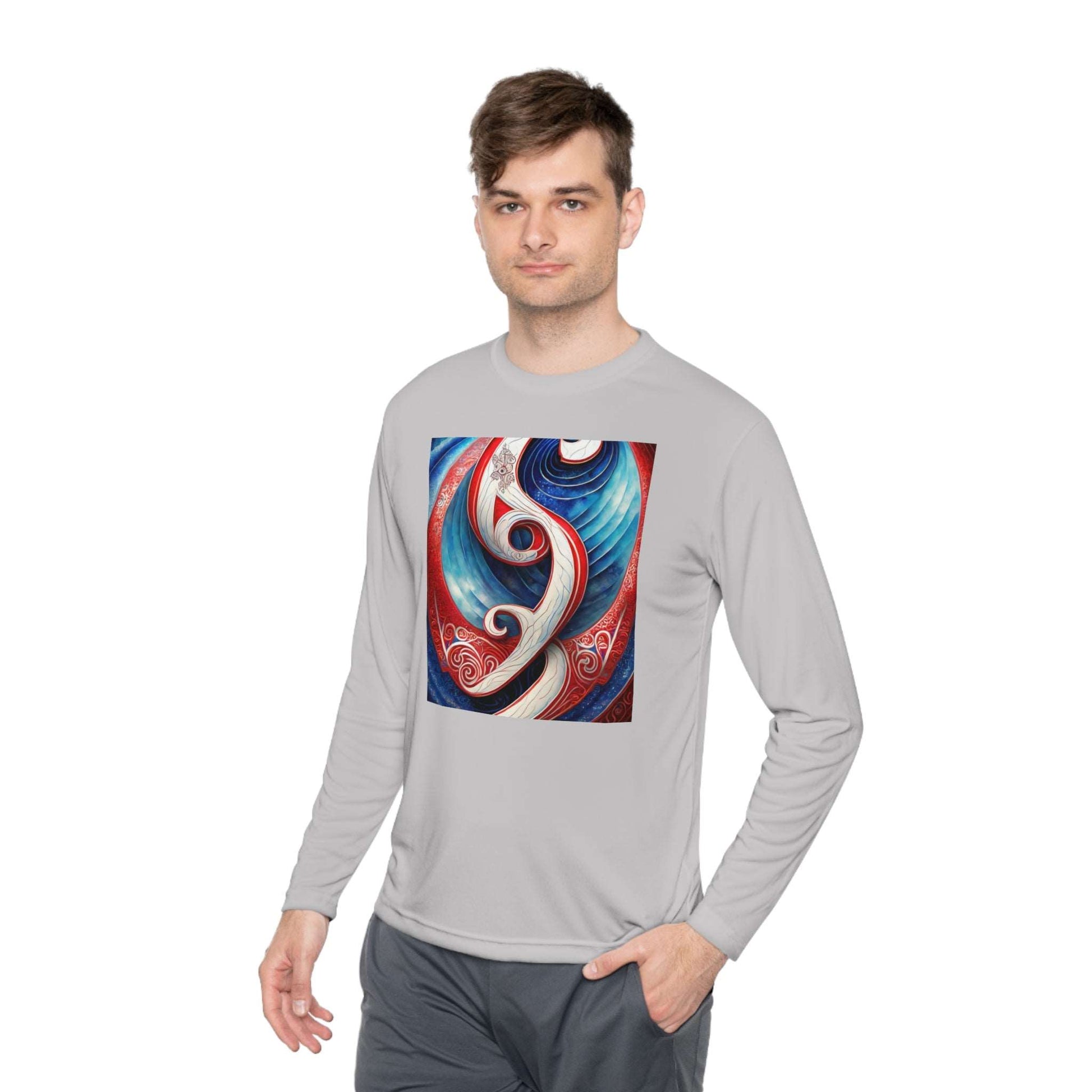 Gender-Neutral Fish Gematria PR Blue Long Sleeve Tee