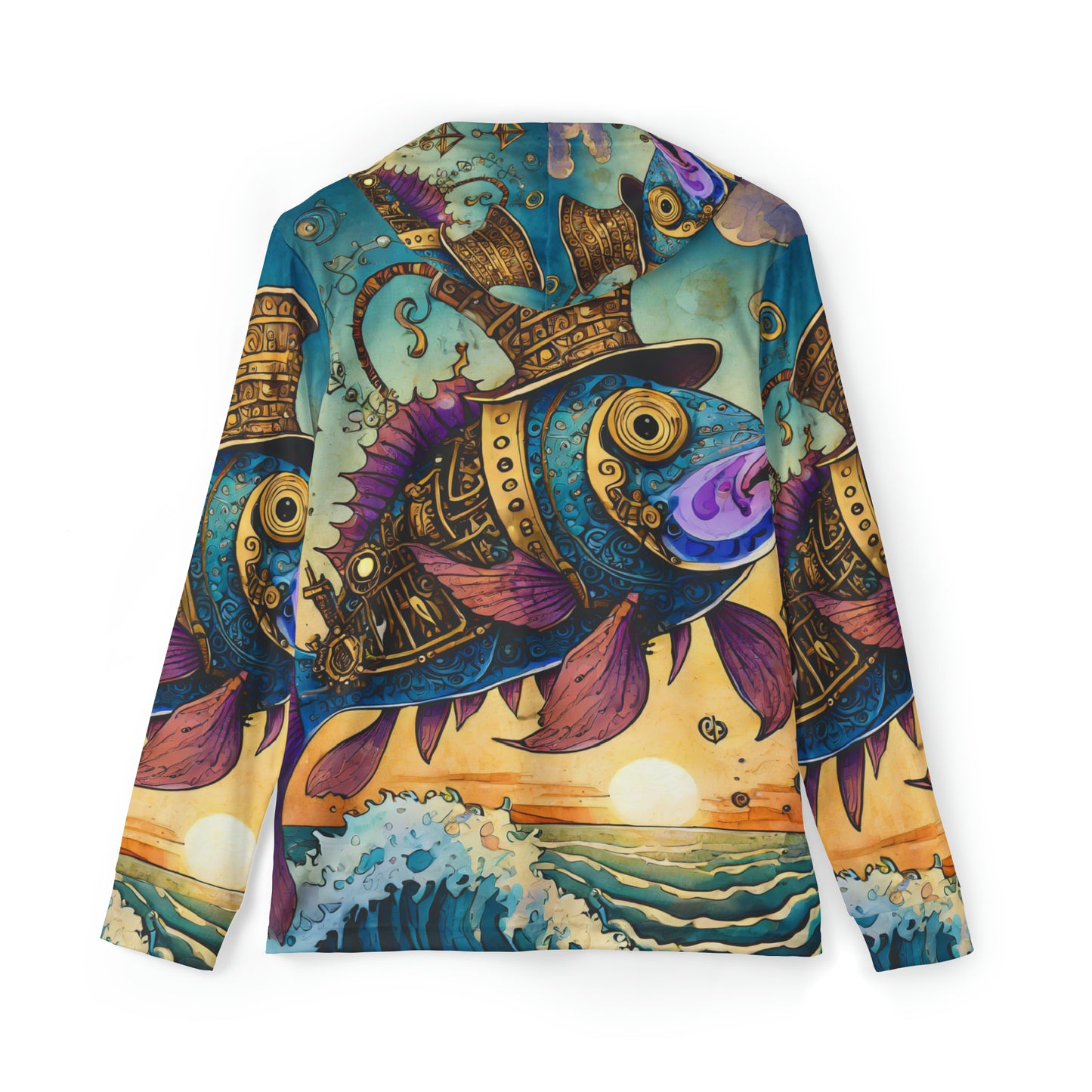 Unisex Adult Sports Warmup Hoodie (AOP) Steampunk Fish Sunshirt