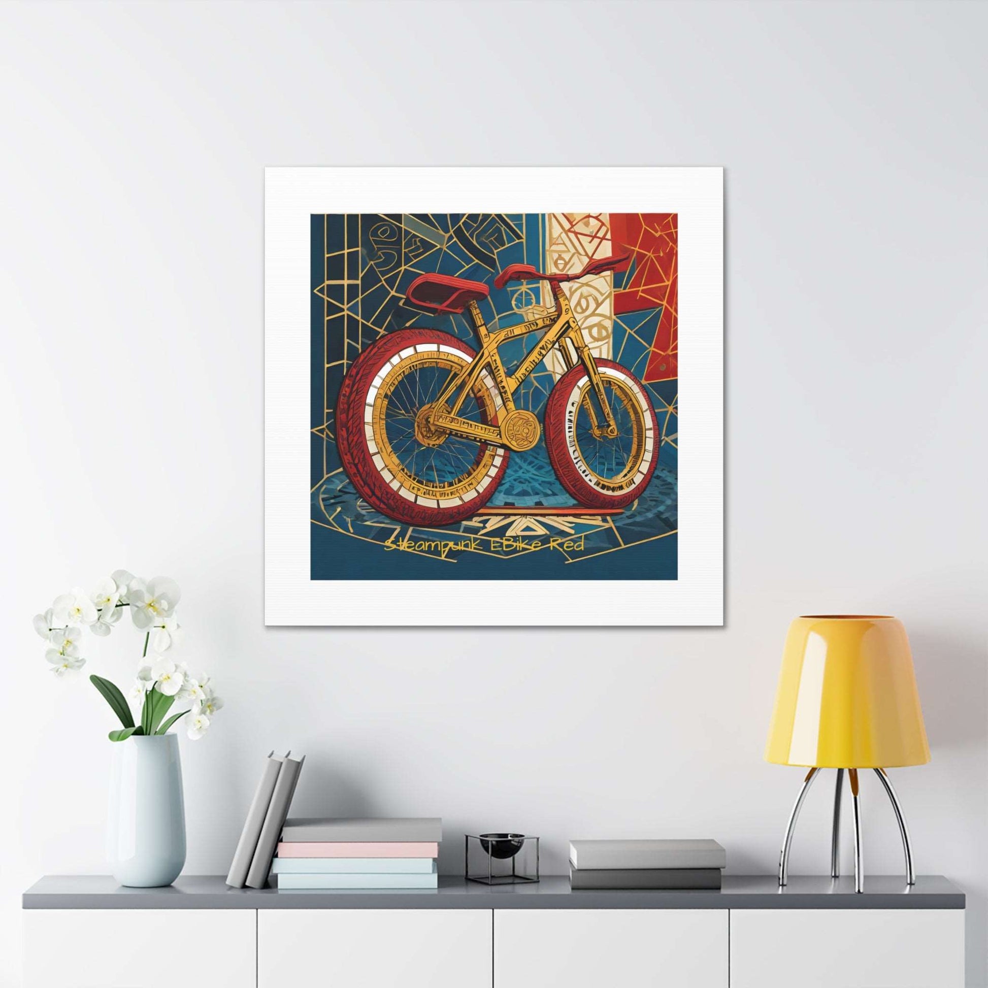 Steampunk EBike Red Gematria Canvas Gallery Wraps by Jacquie B