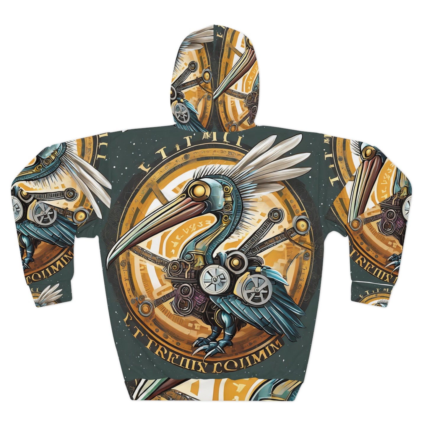 Unisex Adult Pullover Hoodie (AOP) Steampunk Gematria Ibis Avian Vintage collection