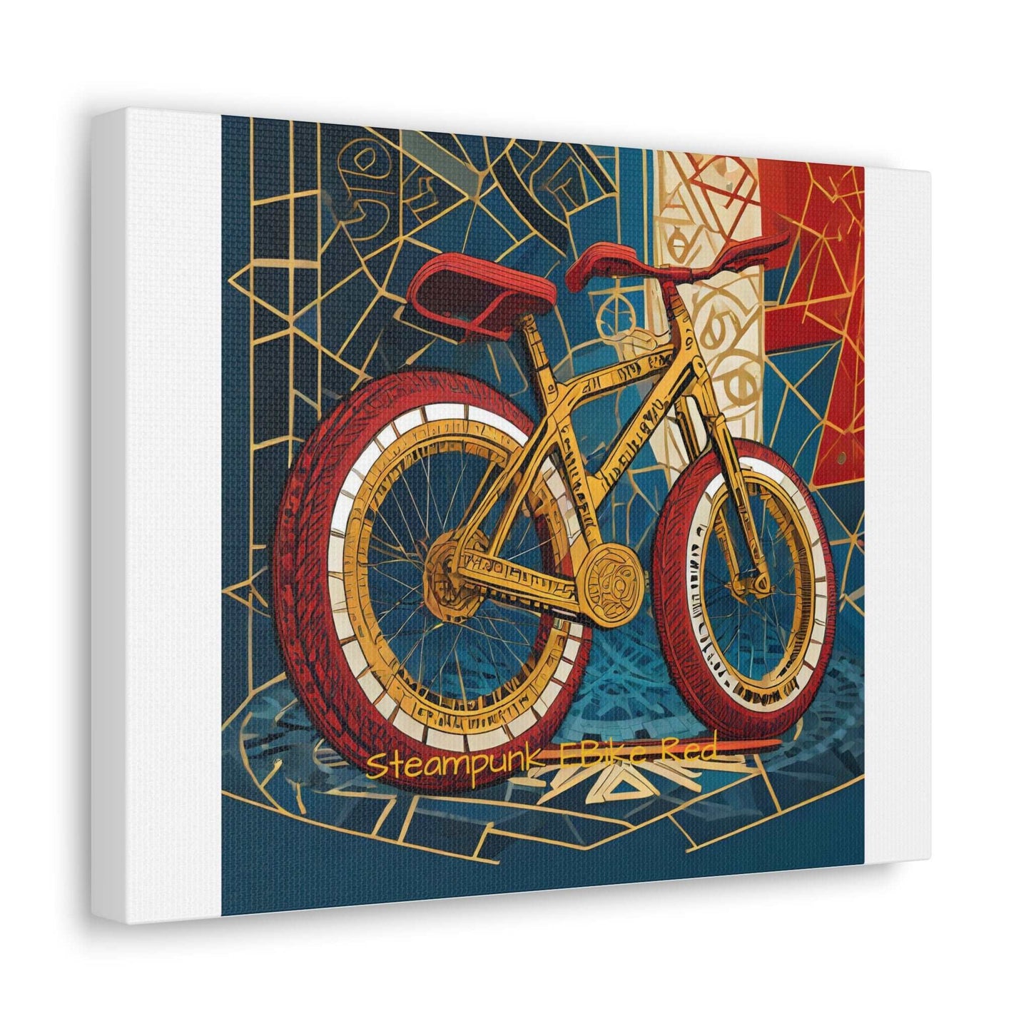 Steampunk EBike Red Gematria Canvas Gallery Wraps by Jacquie B