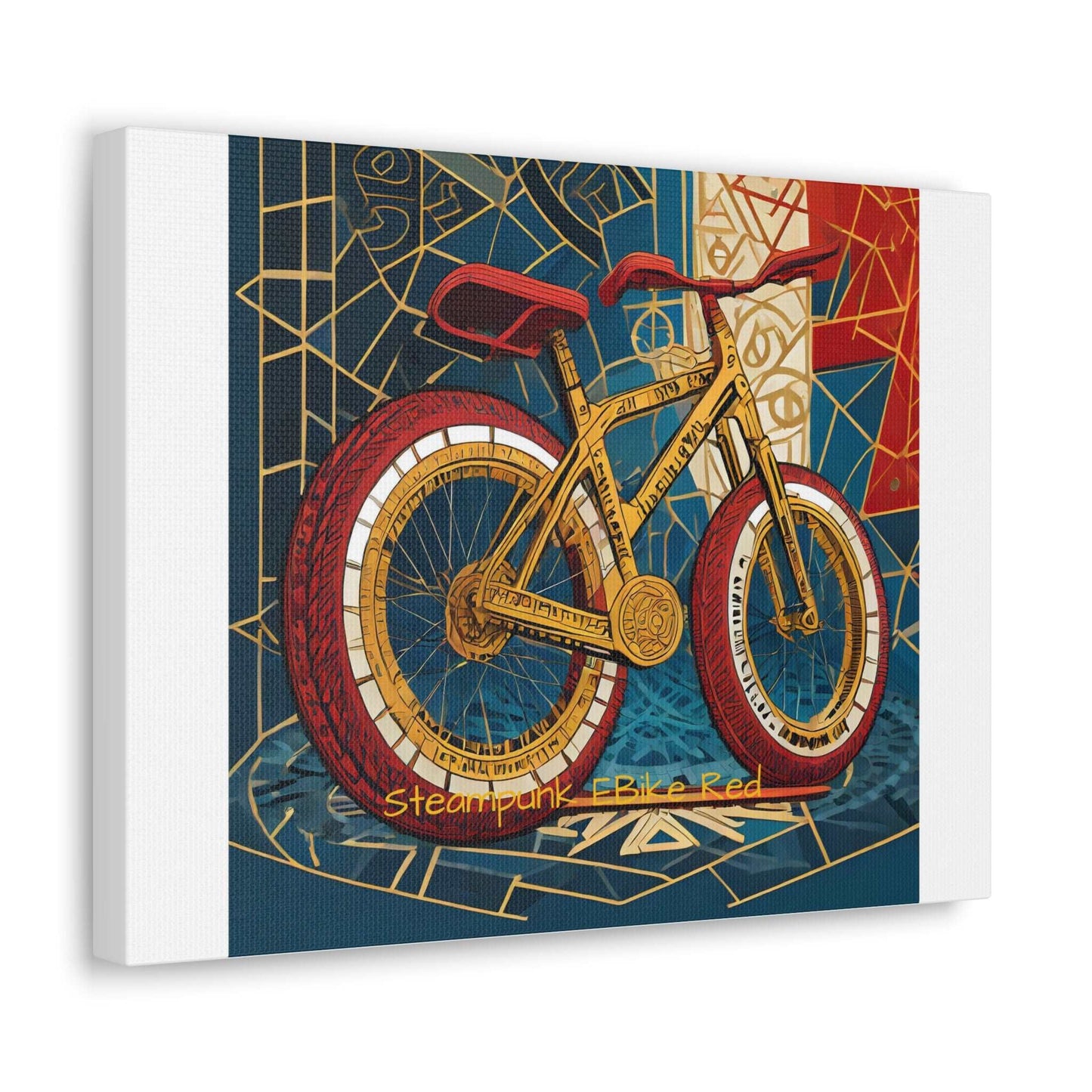 Steampunk EBike Red Gematria Canvas Gallery Wraps by Jacquie B