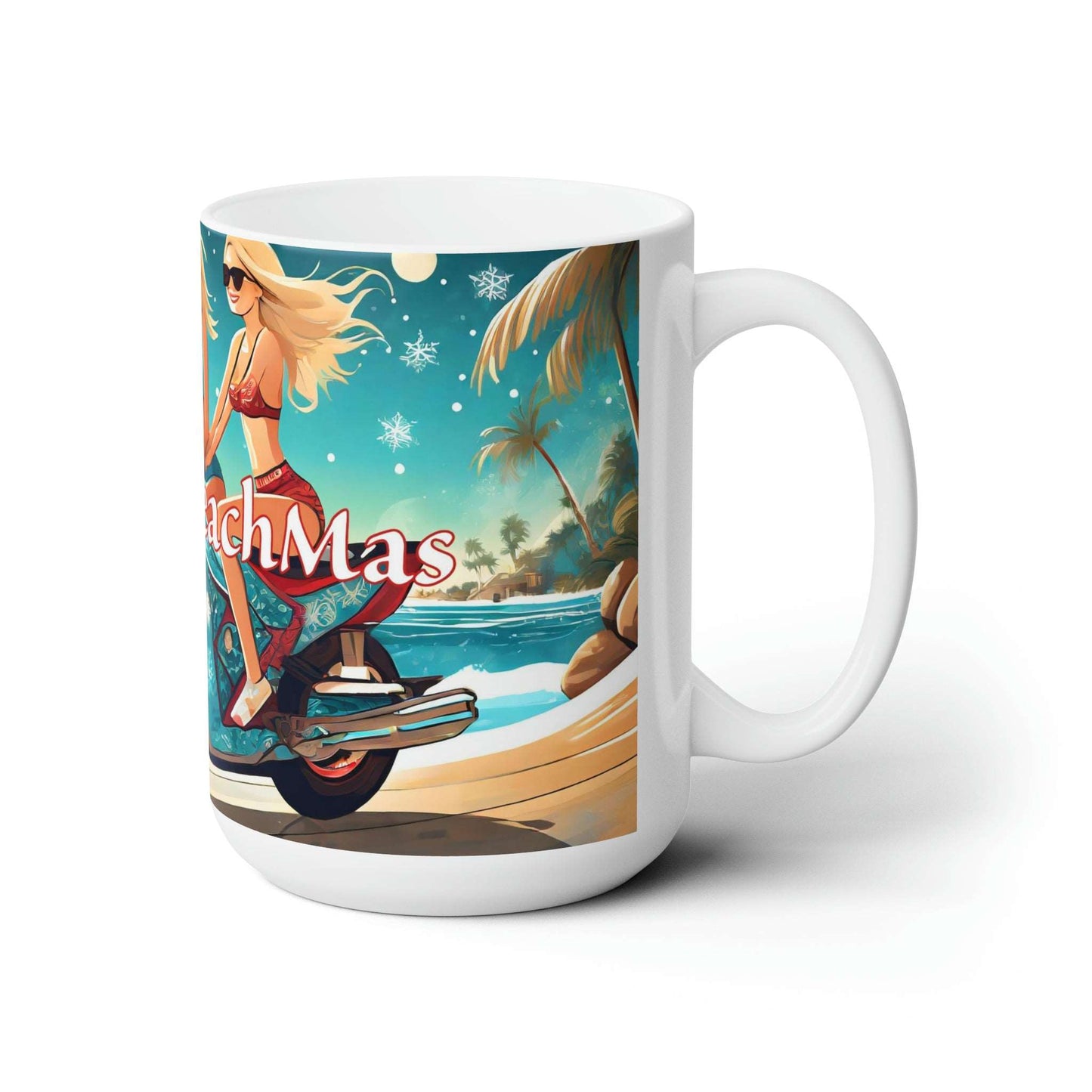 Merry Beach Mas Ceramic Mug 15oz by Whalewave Creations