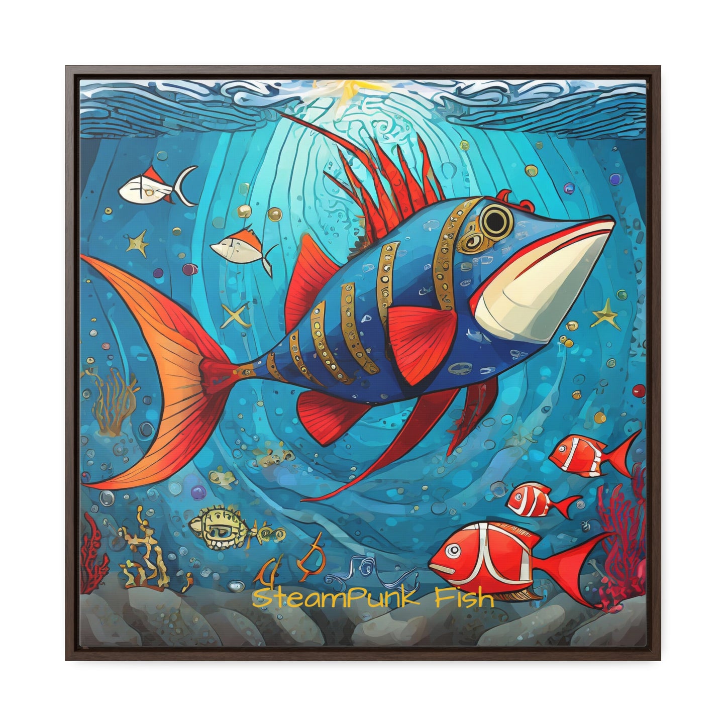 StreamPunk Fish Gematria Red ♥️ Gallery Canvas Wraps, Square Frame