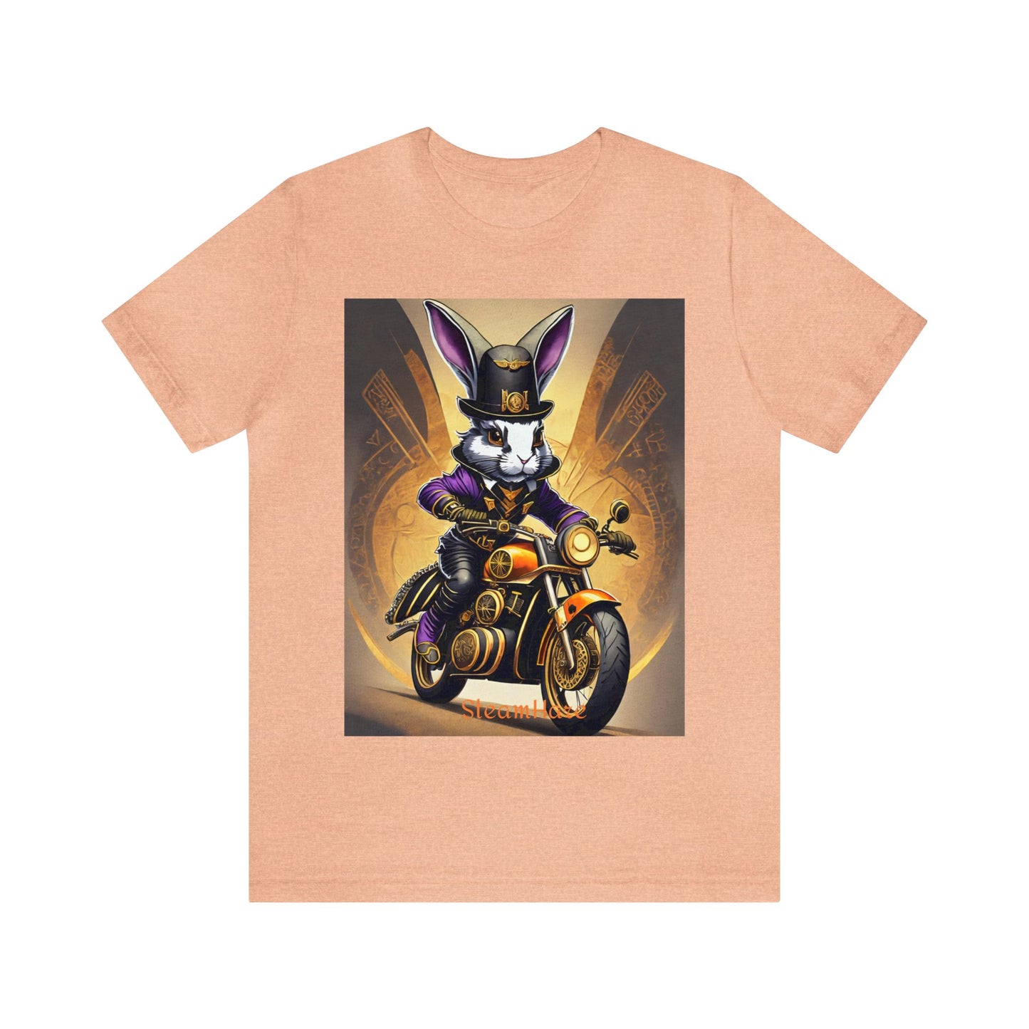 Unisex Adult Jersey Short Sleeve Tee SteamPunk Hare Motorcycle tshirt