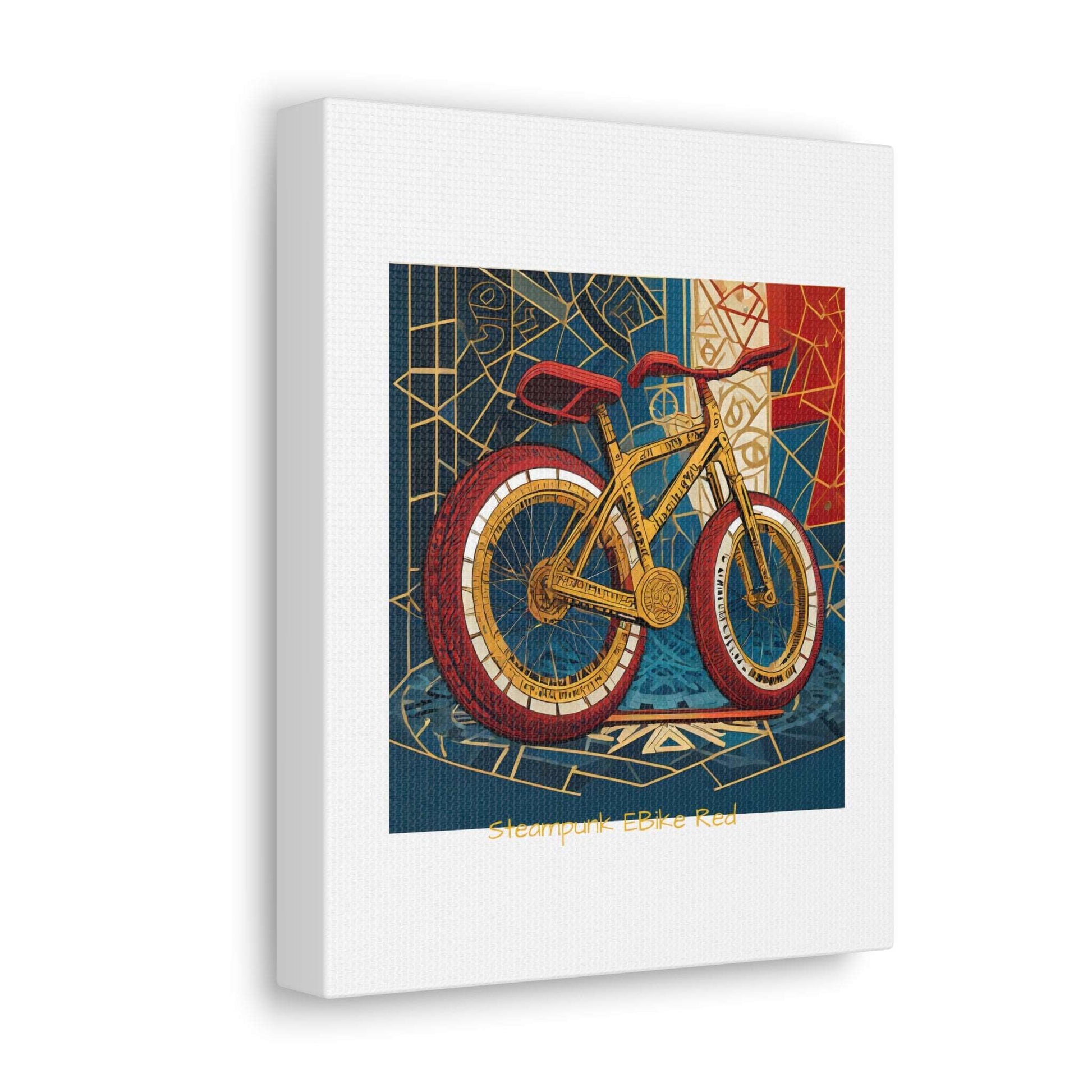 Steampunk EBike Red Gematria Canvas Gallery Wraps by Jacquie B