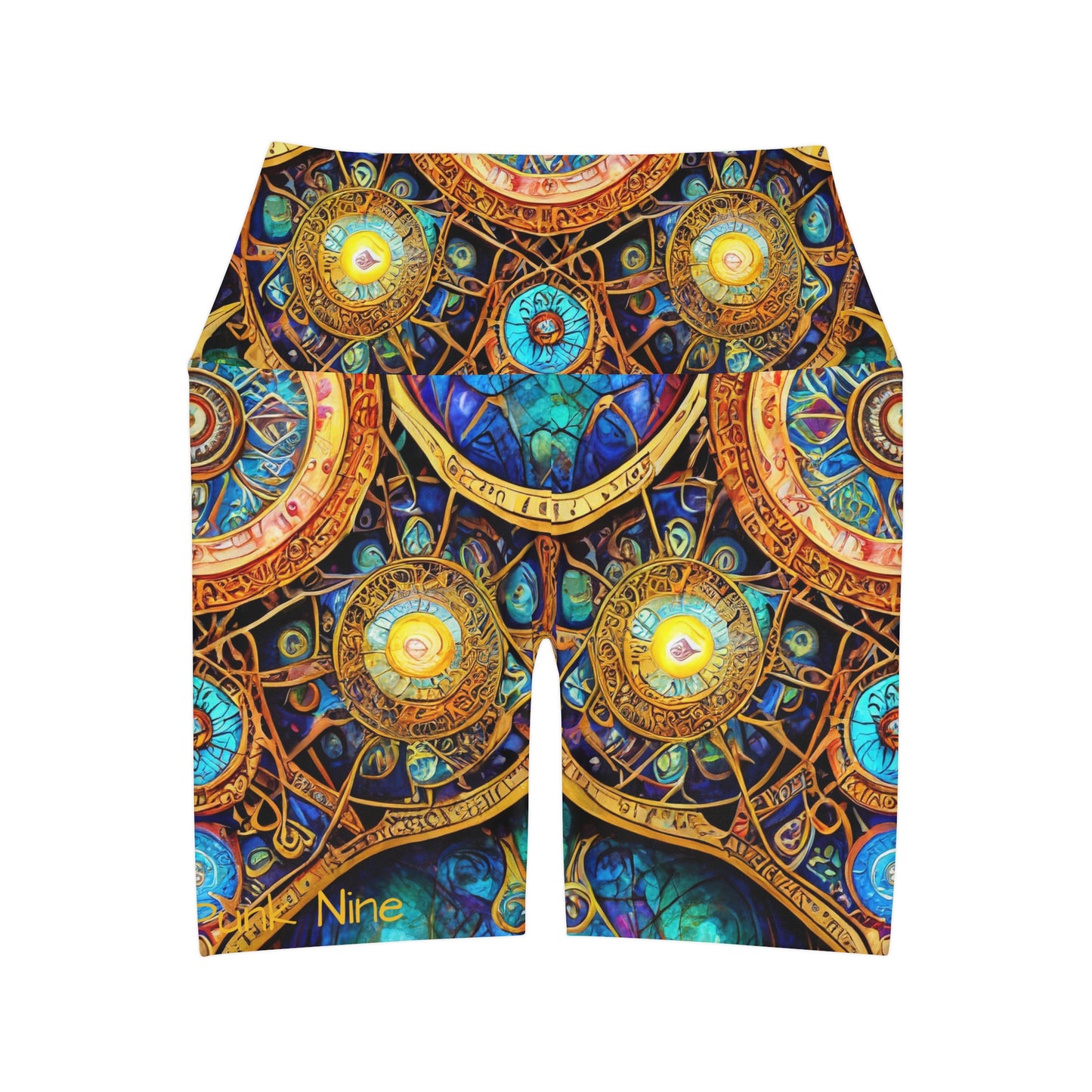 SteamPunk Nine Gematria High Waisted Yoga Shorts (AOP) Women's