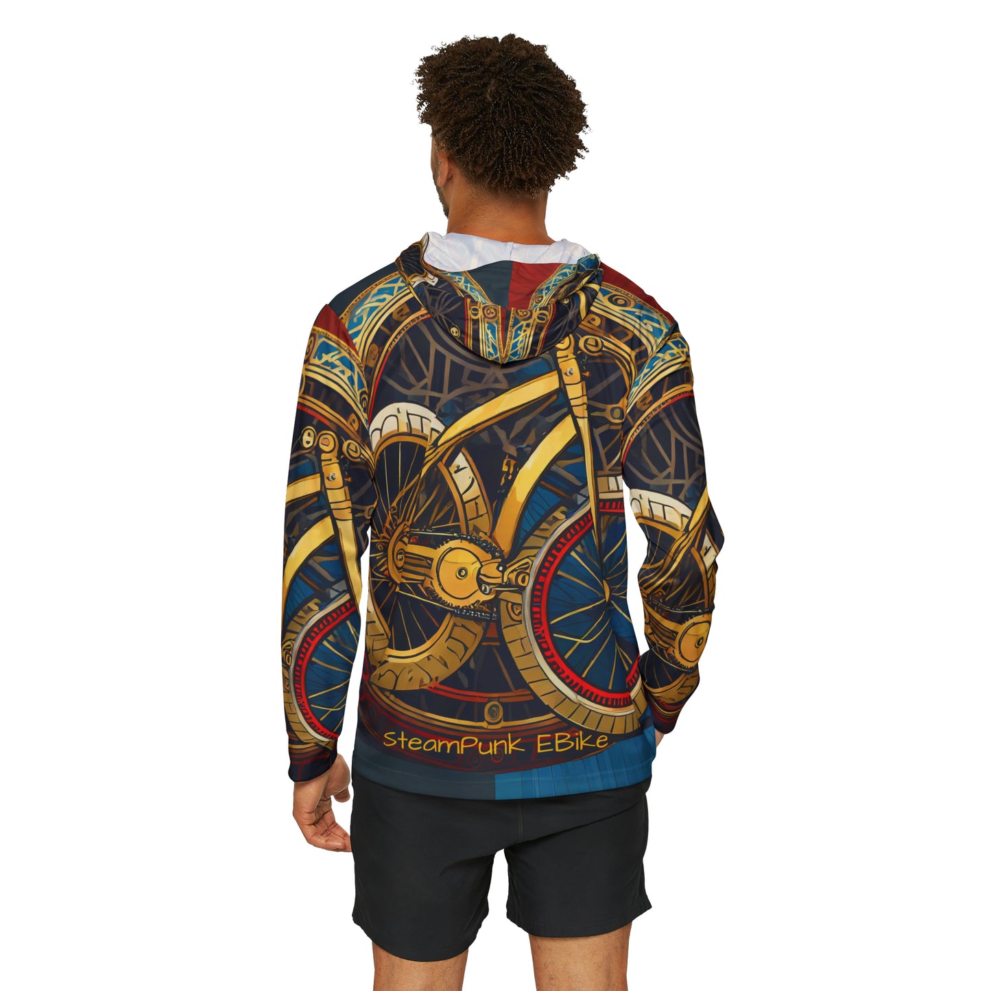 Unisex Adult Sports Warmup Hoodie (AOP) Steampunk EBike Blue