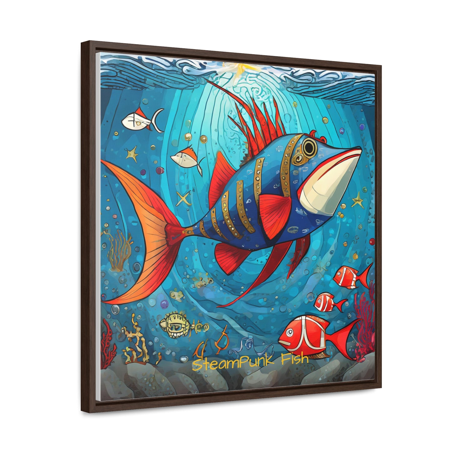 StreamPunk Fish Gematria Red ♥️ Gallery Canvas Wraps, Square Frame