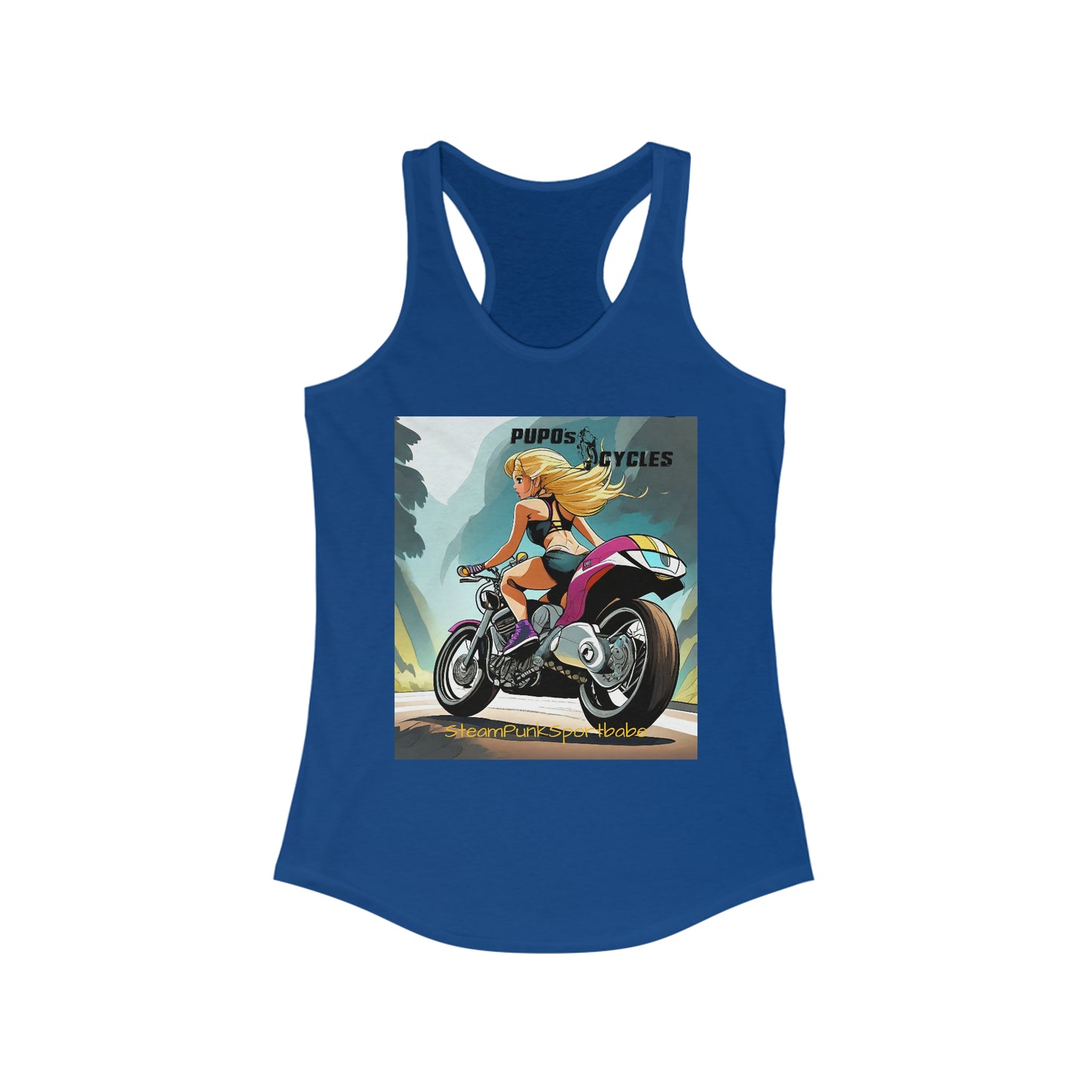 Steampunk Sports Girl Pupo's Cycle's Women's Ideal Racerback Tank