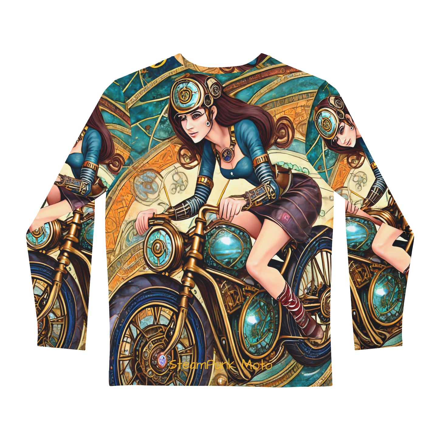 SteamPunk Moto Girl  Women's Adult Long Sleeve Shirt (AOP)