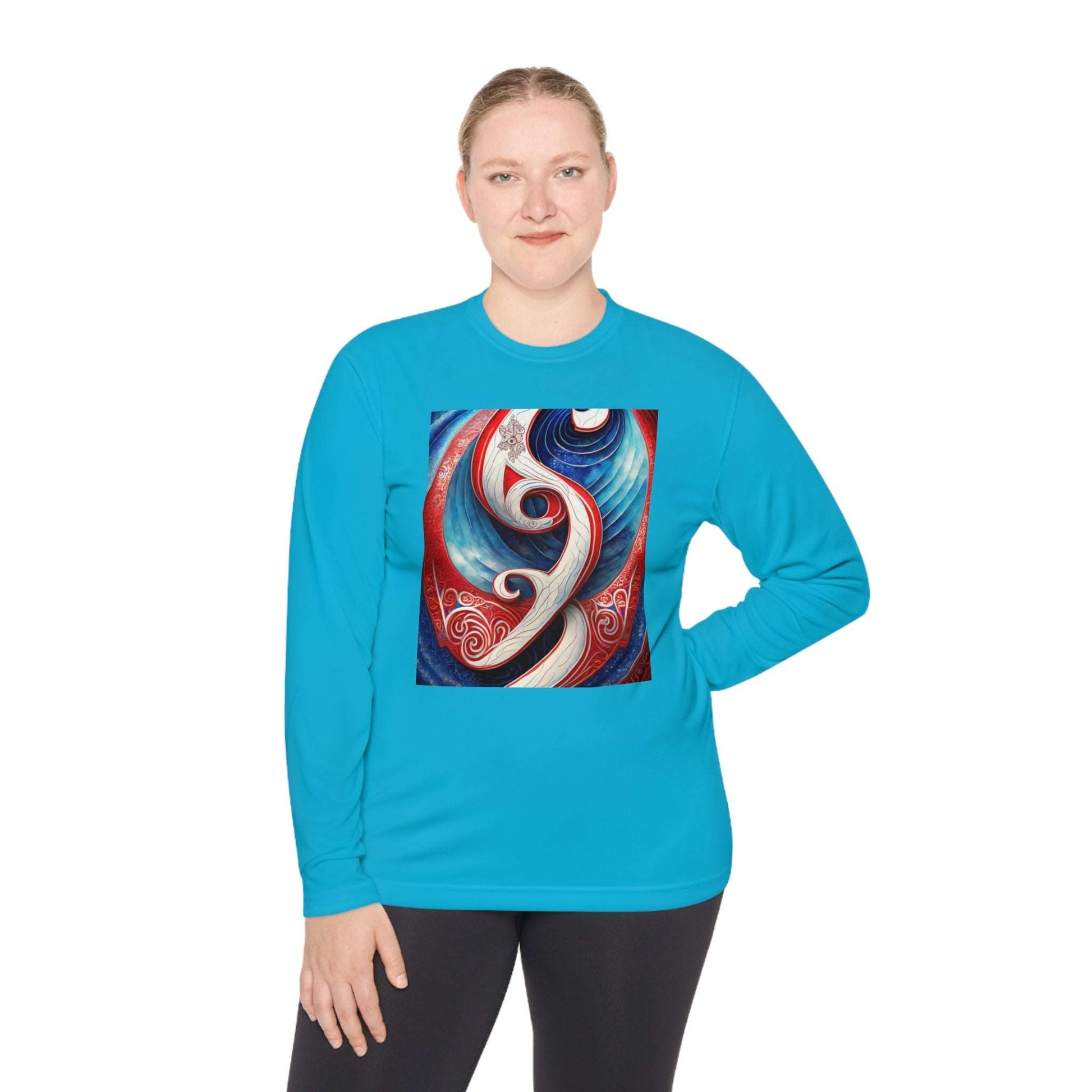 Gender-Neutral Fish Gematria PR Blue Long Sleeve Tee