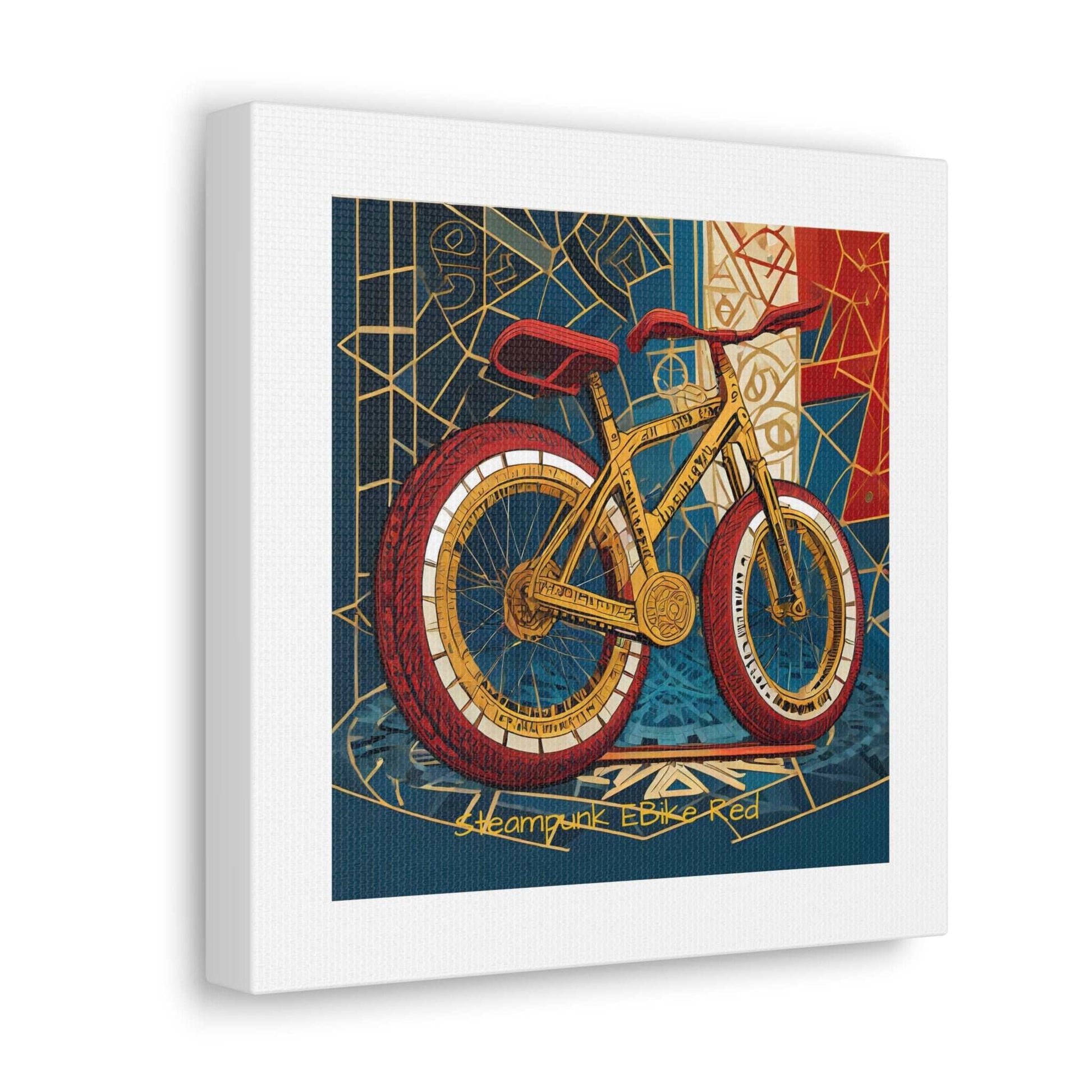 Steampunk EBike Red Gematria Canvas Gallery Wraps by Jacquie B