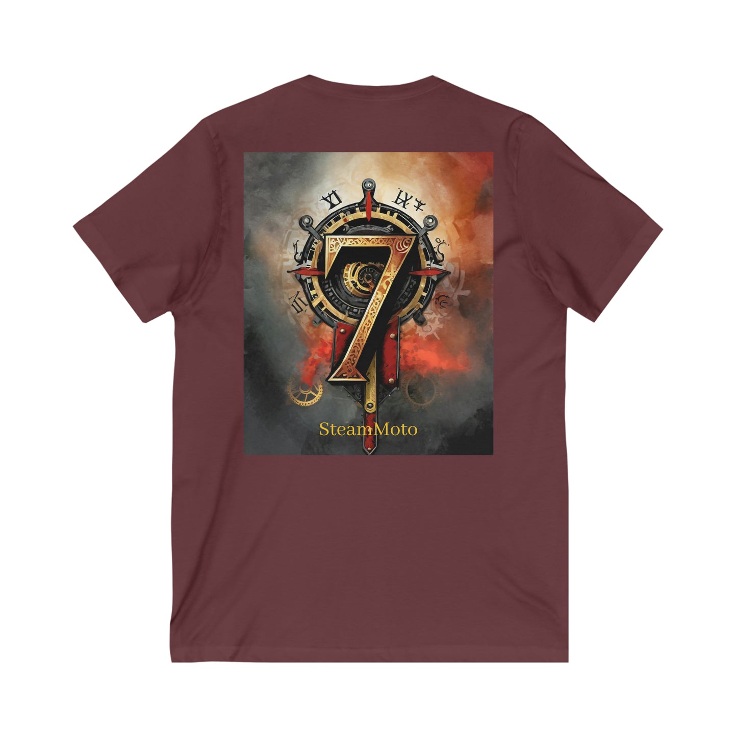 Unisex Adult Jersey Short Sleeve V-Neck Tee Steampunk Motor Cycle Apparel