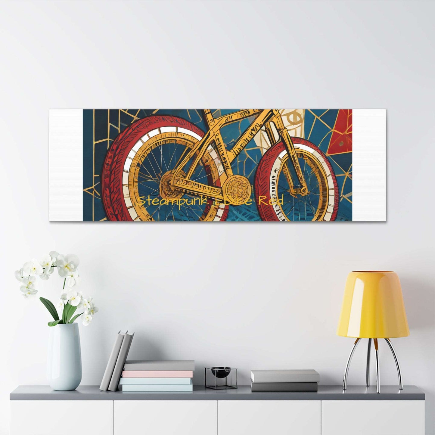 Steampunk EBike Red Gematria Canvas Gallery Wraps by Jacquie B