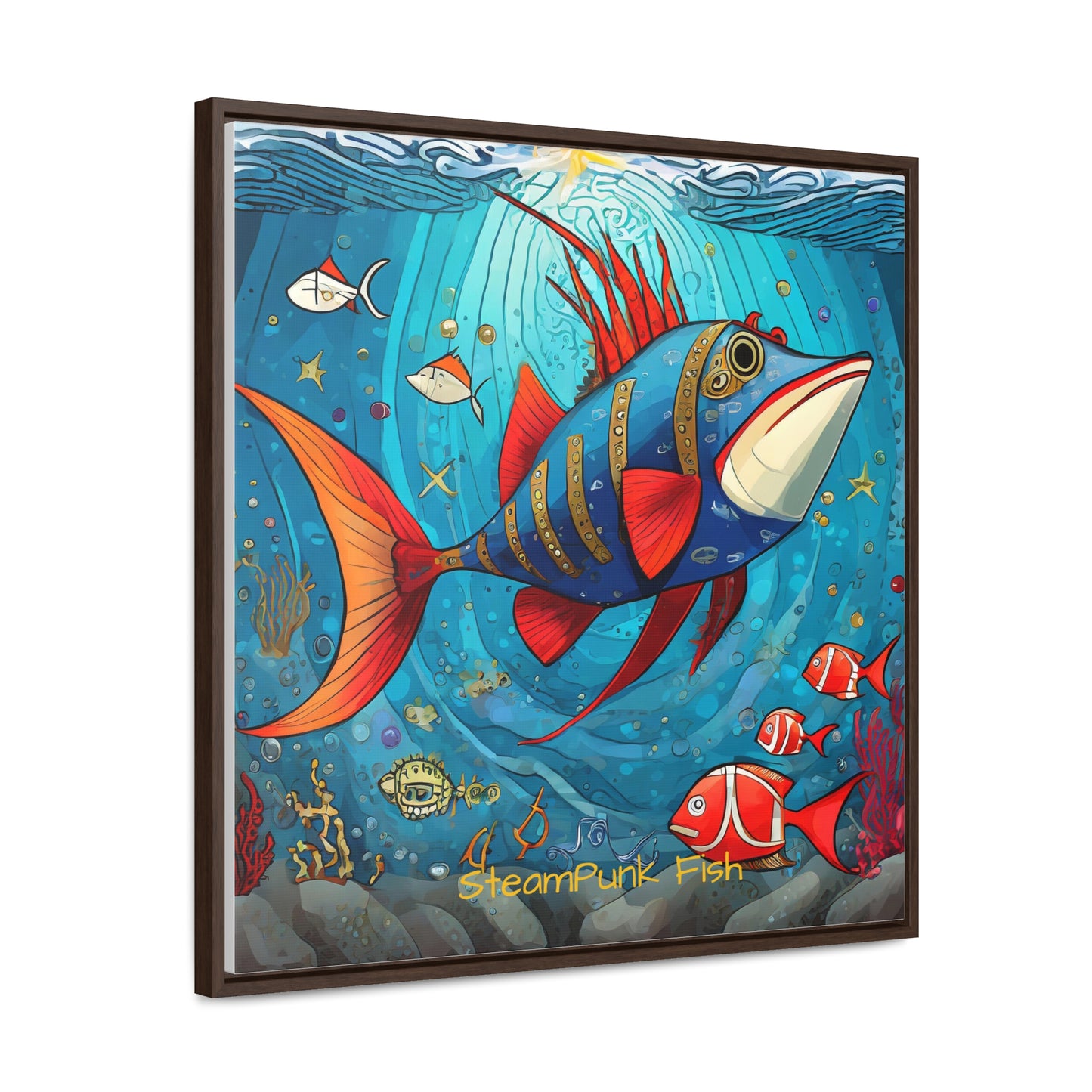 StreamPunk Fish Gematria Red ♥️ Gallery Canvas Wraps, Square Frame