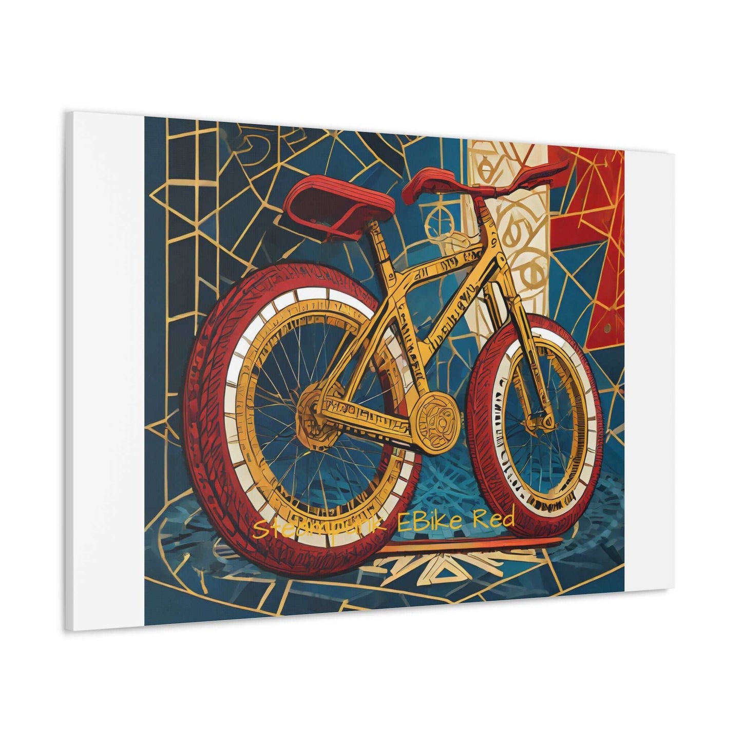 Steampunk EBike Red Gematria Canvas Gallery Wraps by Jacquie B