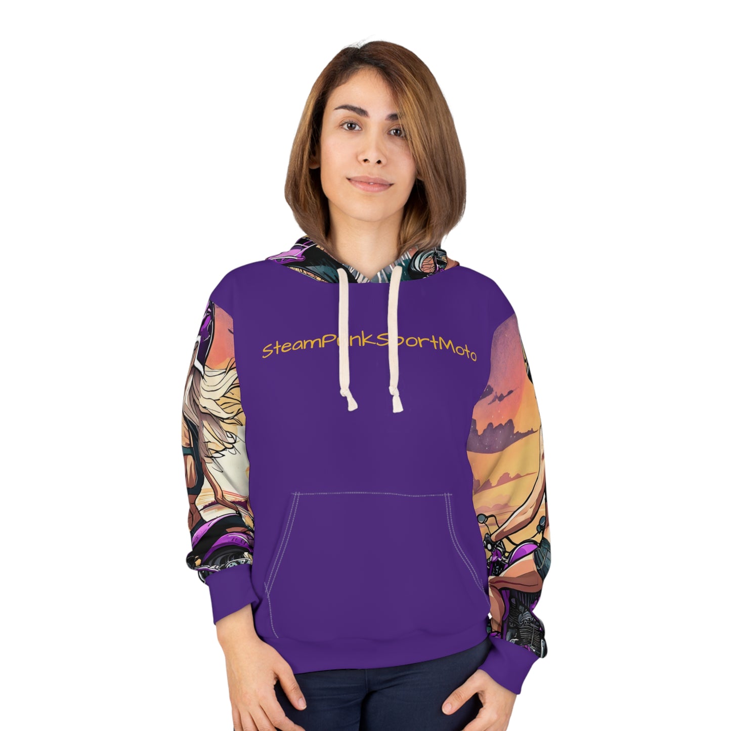 Women's Pullover Hoodie AOP Mystical Steam Punk Moto Cruiser Style