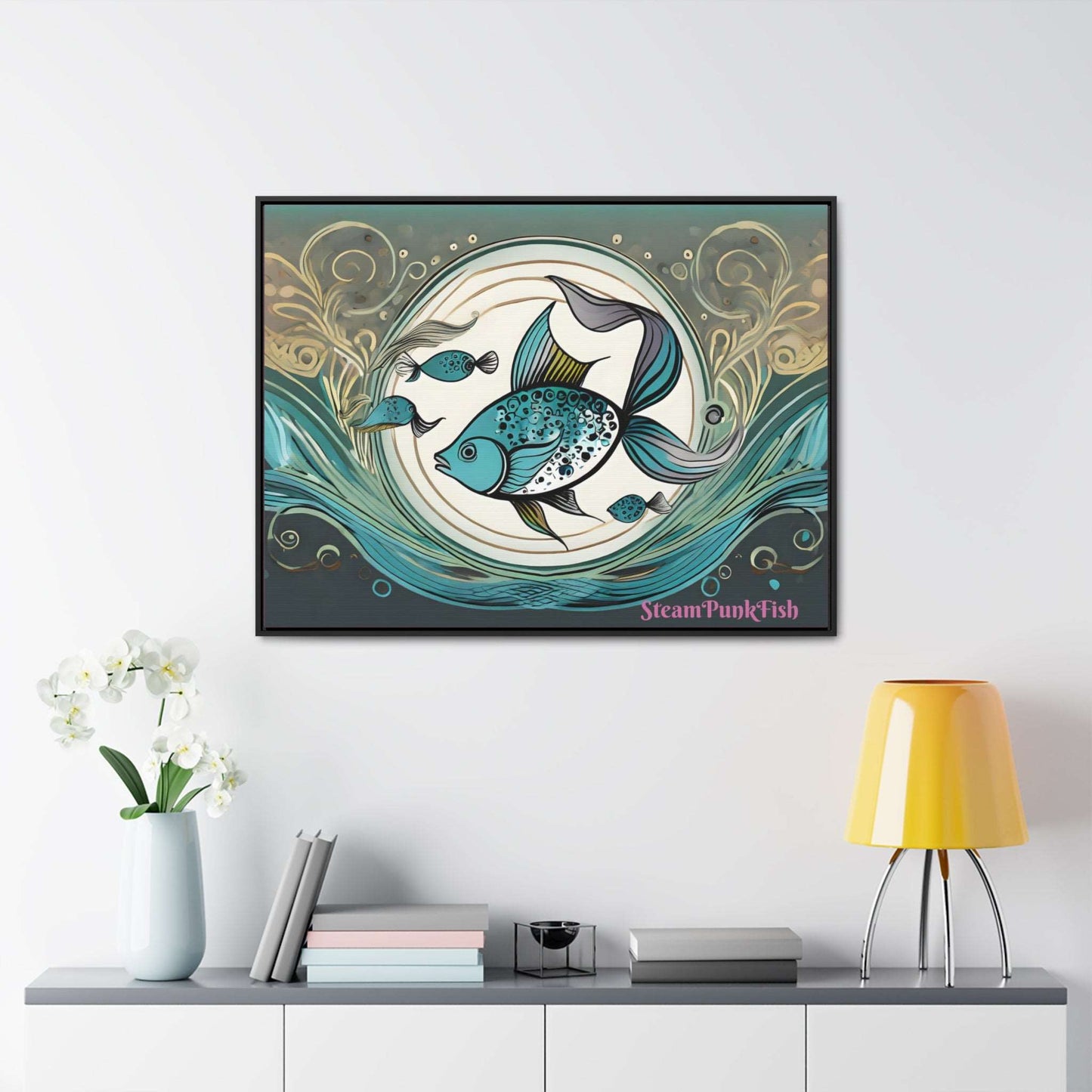 Gallery Canvas Wraps, Horizontal Frame Gematria SteamPunk Fish
