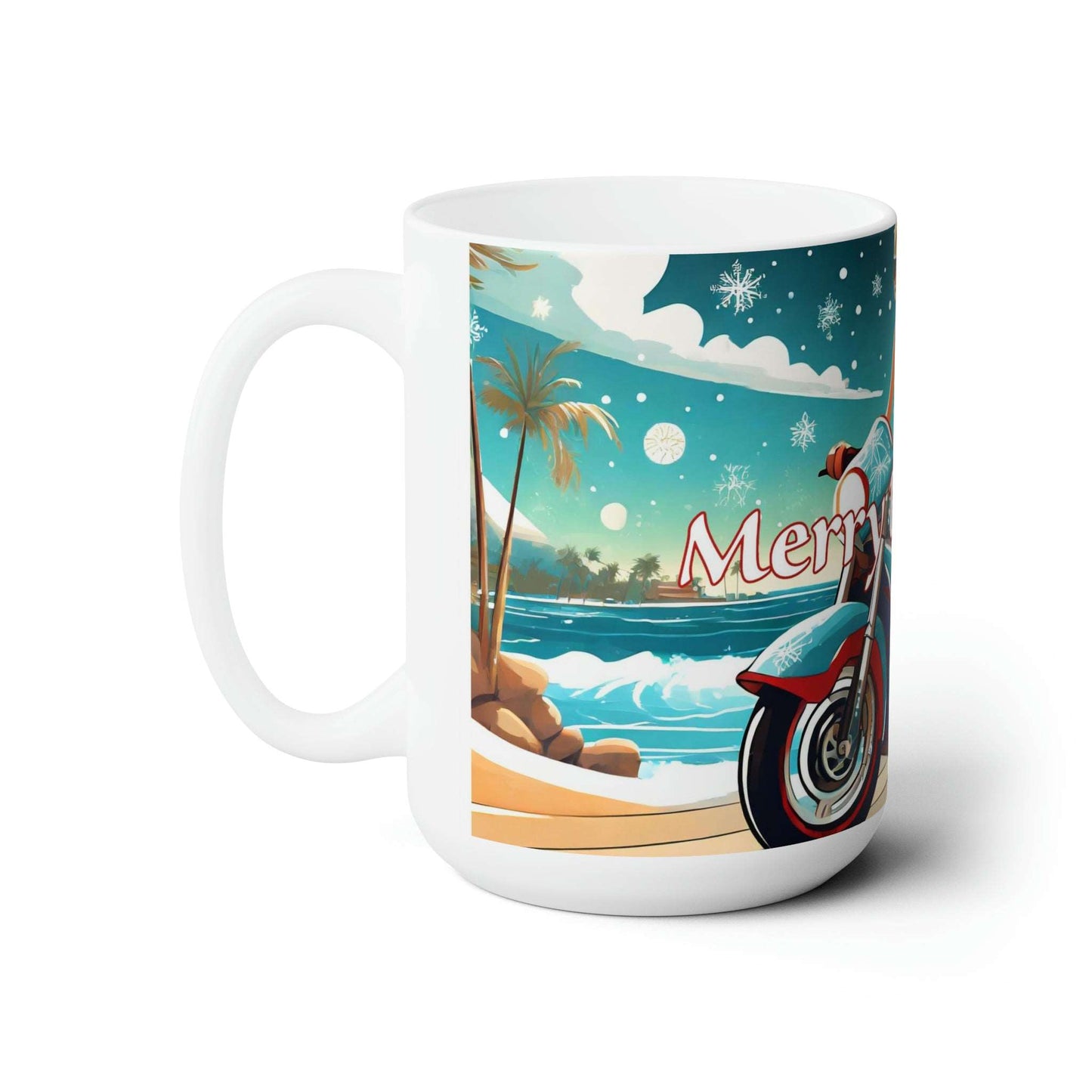 Merry Beach Mas Ceramic Mug 15oz by Whalewave Creations