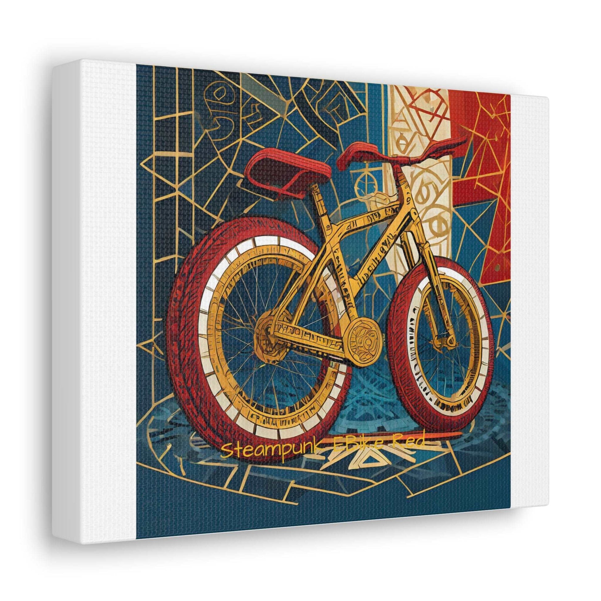 Steampunk EBike Red Gematria Canvas Gallery Wraps by Jacquie B