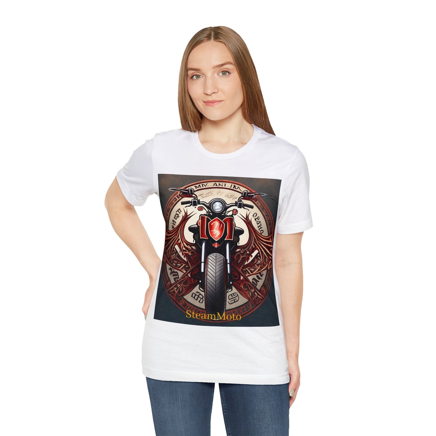 Unisex adult Jersey Short Sleeve Tee Breaking Free Steampunk Spiritual Meaning of Motorcycles tshirt