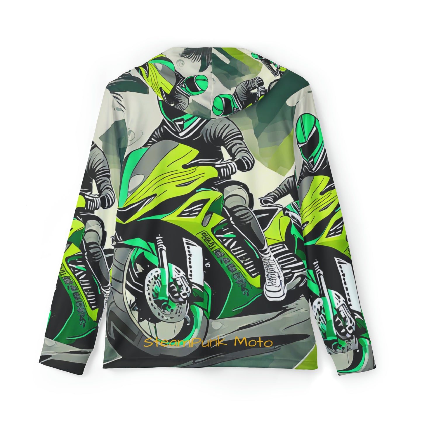 Unisex Adult Sports Warmup Hoodie (AOP) SteamPunk Moto Green 💚