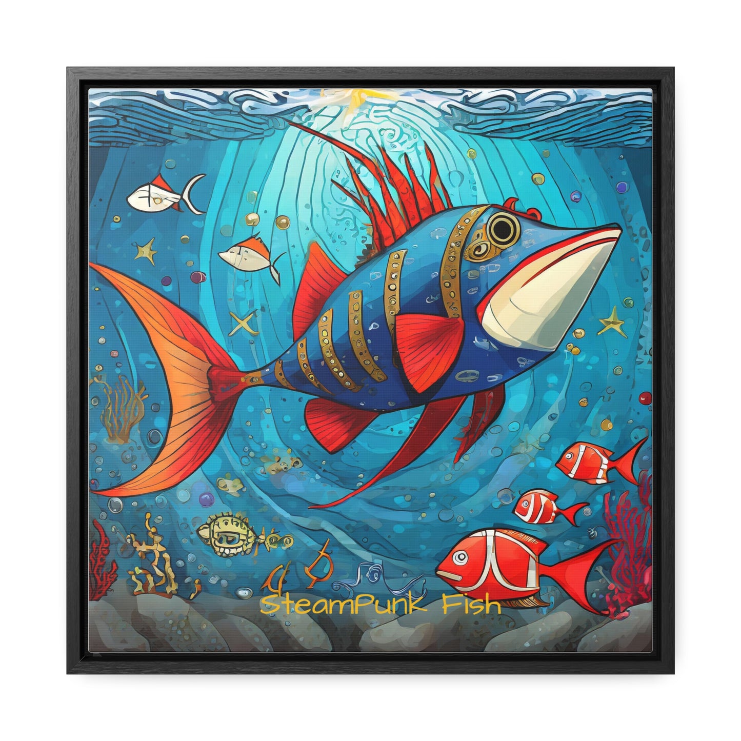 StreamPunk Fish Gematria Red ♥️ Gallery Canvas Wraps, Square Frame