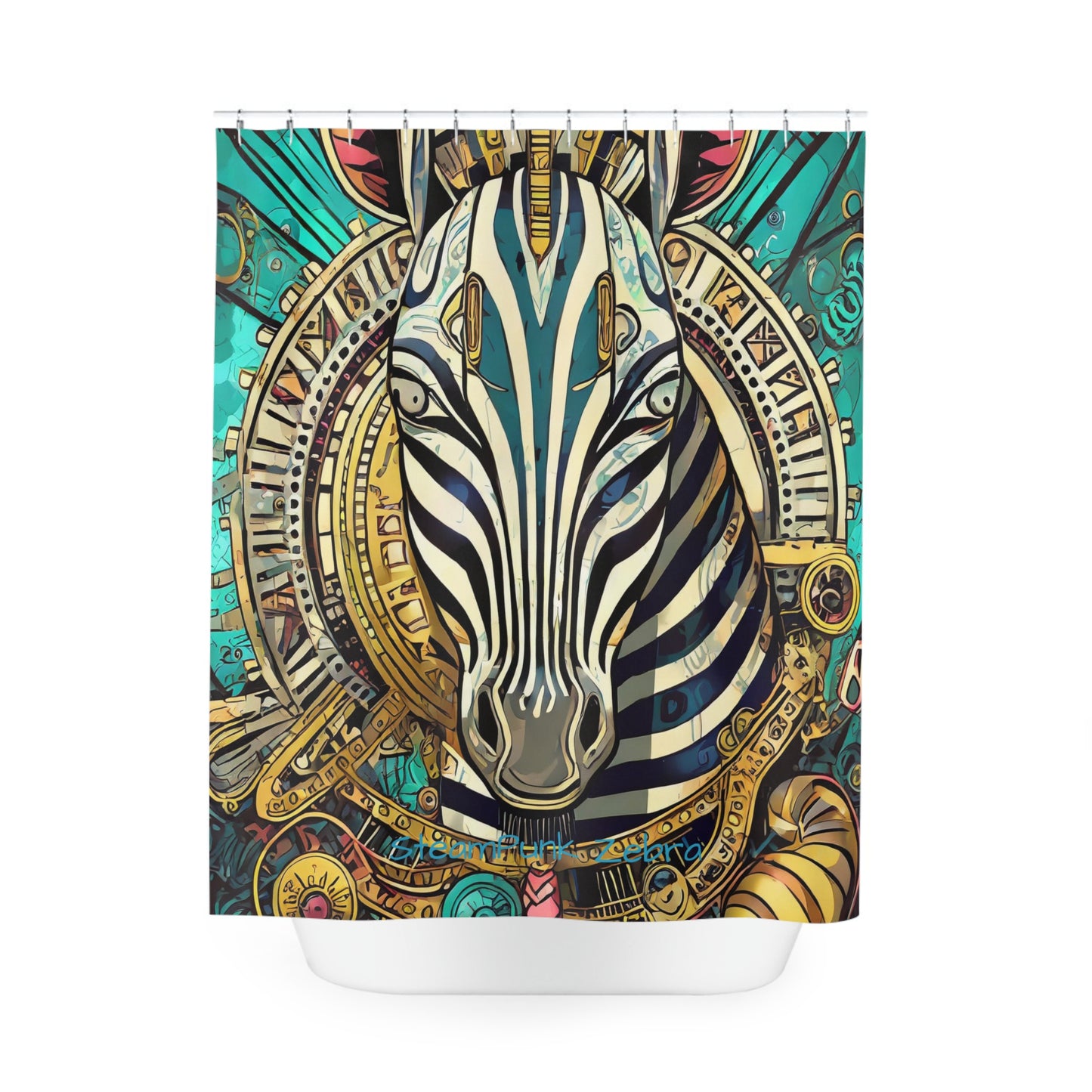 Polyester Shower Curtain Mystical Steam Punk Zebra