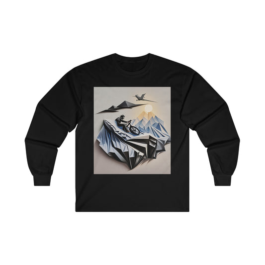 Long sleeve Adult Unisex shirt Wildwood Ride: Abstract Electric Cycle Adventure