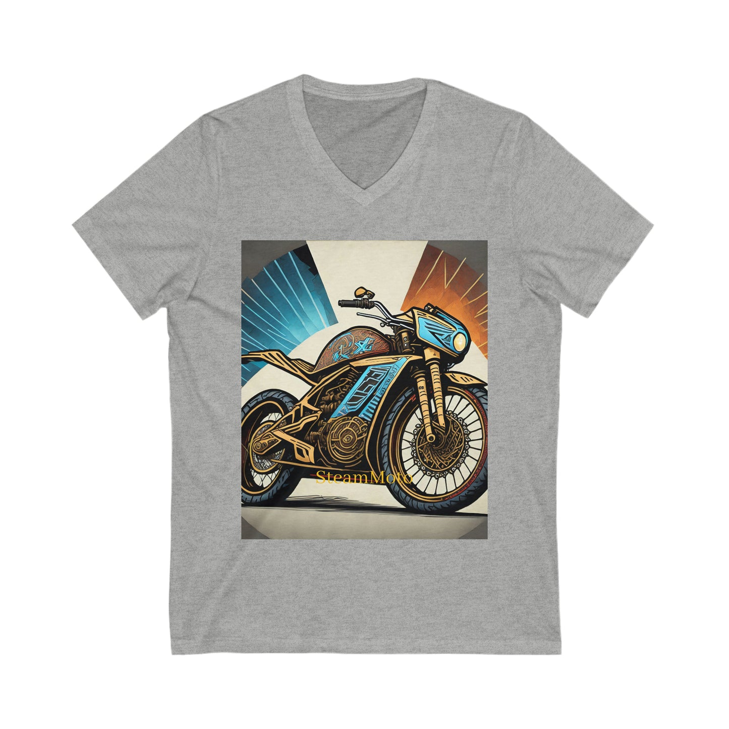 Unisex Adult Jersey Short Sleeve V-Neck Tee Steampunk Motor Cycle Apparel