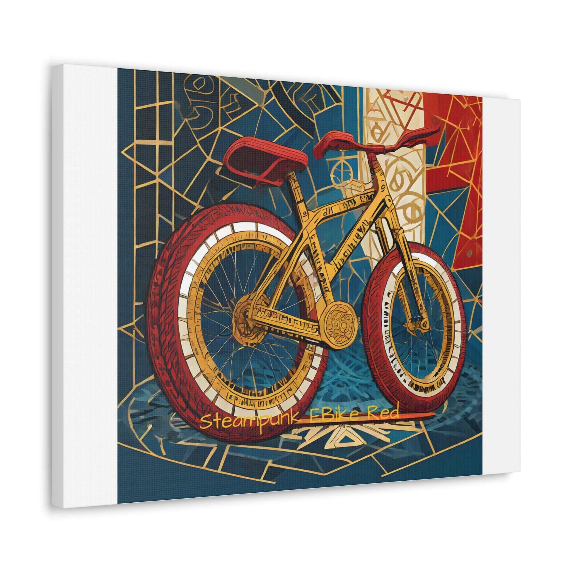 Steampunk EBike Red Gematria Canvas Gallery Wraps by Jacquie B