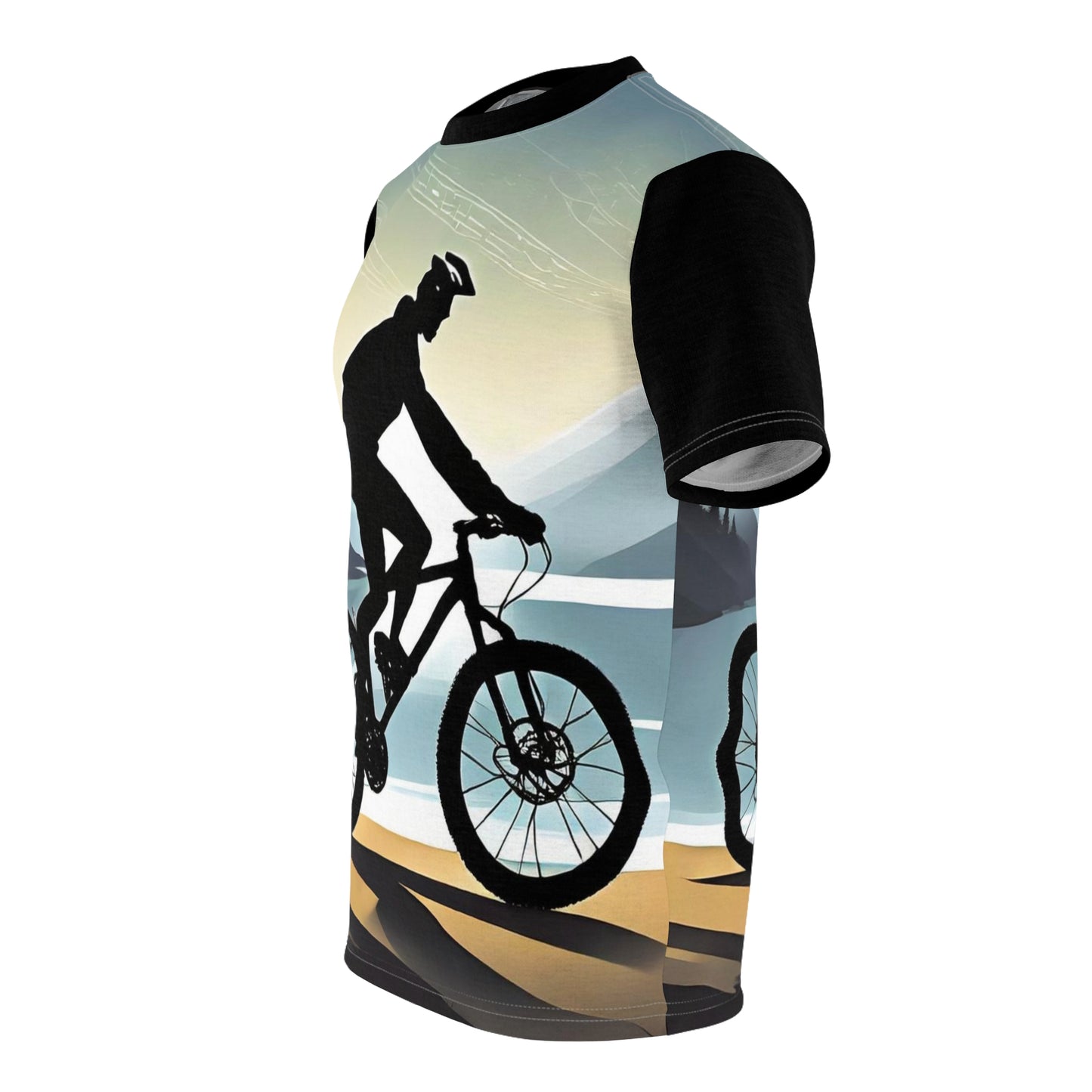 Men's Cut & Sew Tee (AOP)Eco Velo E Bicycle Rider t-shirt