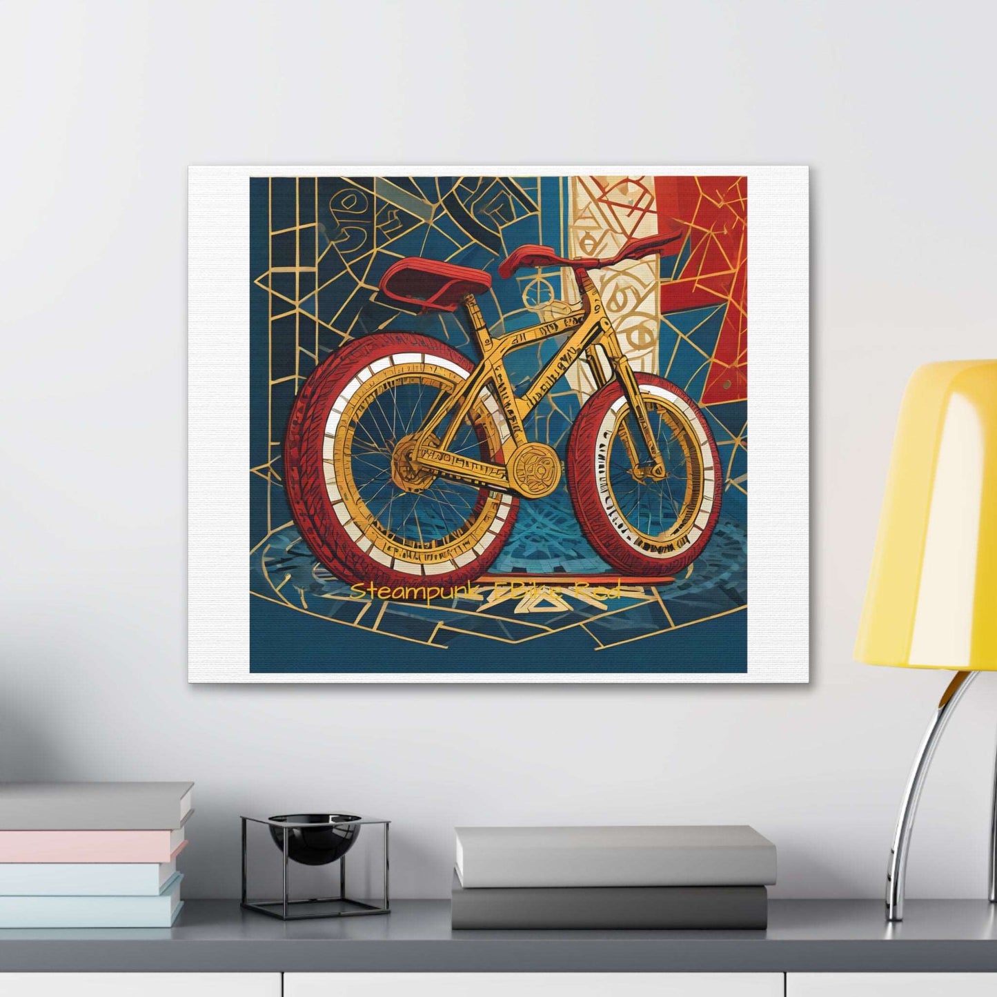 Steampunk EBike Red Gematria Canvas Gallery Wraps by Jacquie B