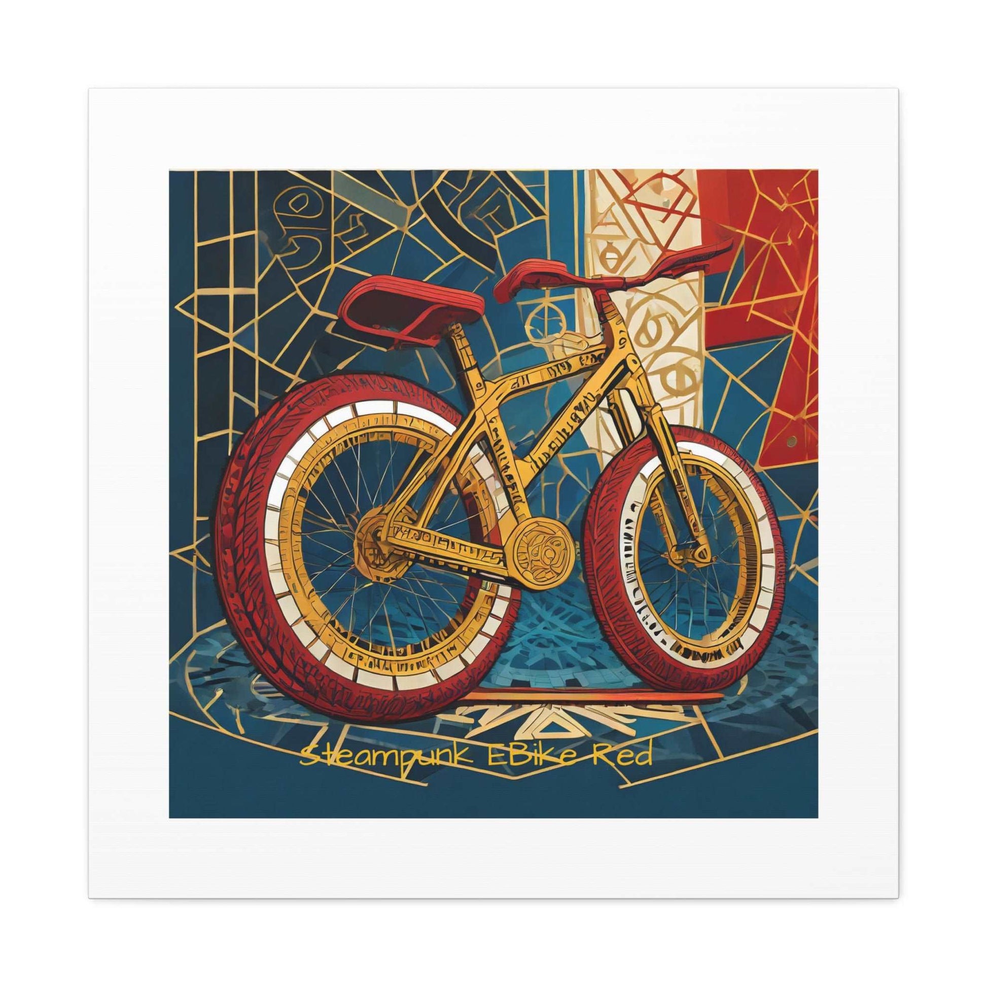 Steampunk EBike Red Gematria Canvas Gallery Wraps by Jacquie B