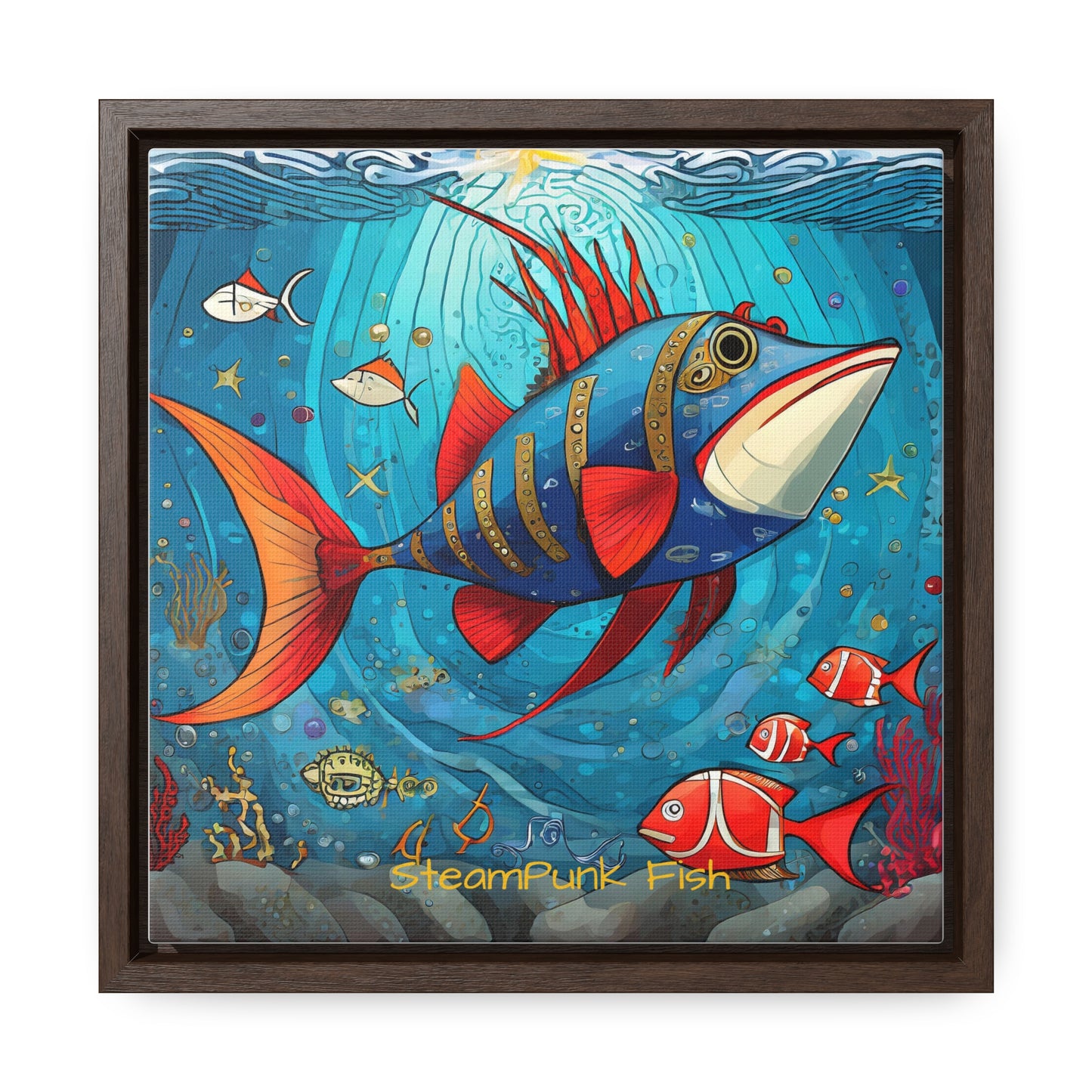 StreamPunk Fish Gematria Red ♥️ Gallery Canvas Wraps, Square Frame