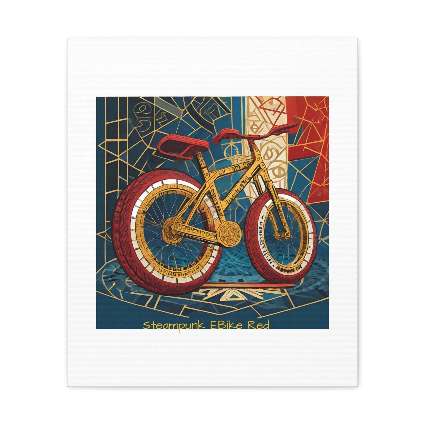 Steampunk EBike Red Gematria Canvas Gallery Wraps by Jacquie B